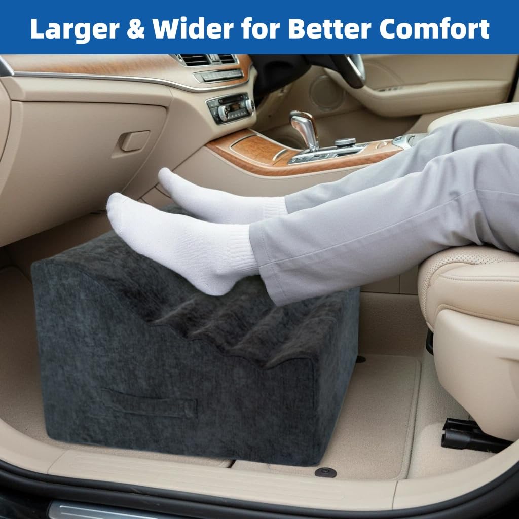 XYRONICA Foot Rest Under Desk, Ergonomic Foot Stool, Comfortable Office Footrest with Curved Design, with Washable Cover for Home and Office, Relieves Leg Pressure (Dark Gray)