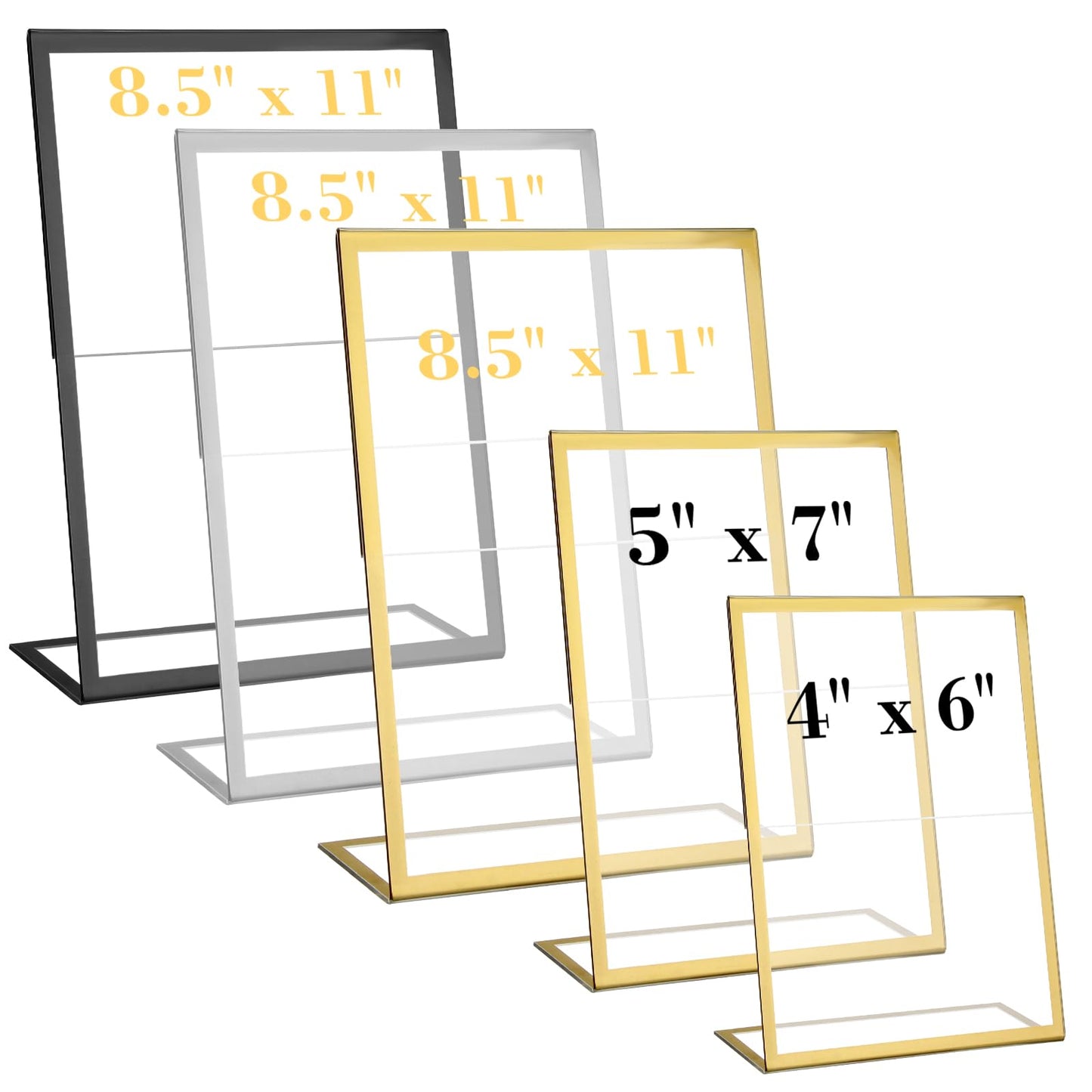 EHWINE 12 Pack Acrylic Sign Holder 8.5 x 11, Silver Picture Frame Stand up Table Top Sign Holders, Slanted Back Paper Holder Clear Display Stand Menu Flyer Holder for Wedding Party