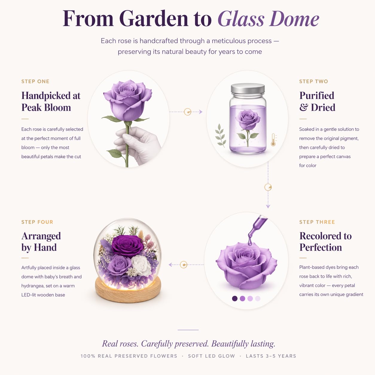 FIACO Gifts for Mom Mothers Day Women Birthday Preserved Flowers in Glass Dome Forever Fresh Flowers for Delivery Eternal Roses Gifts for Grandma Wife Daughter Friends