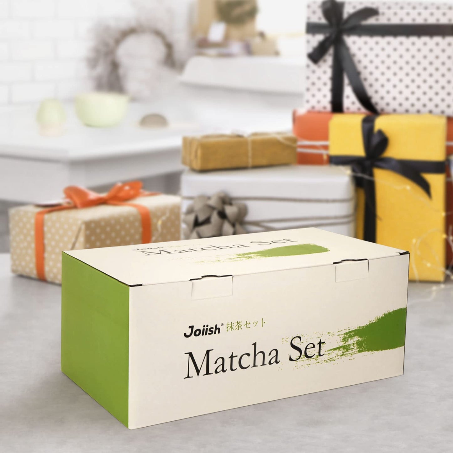 Joiish Matcha Whisk Set, Matcha Kit 10-Pcs, Bamboo Whisk and Ceramic Bowl with Spout & Measuring Spoon & Cup, Japanese Ceremony Matcha Tea Powder Making Tools, Light Green