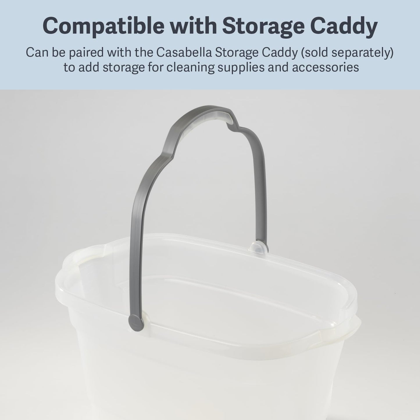 Casabella Cleaning Bucket Rectangular for Mopping or Storage with Handle and Built-In Pour Spouts, 4-Gallon, Clear