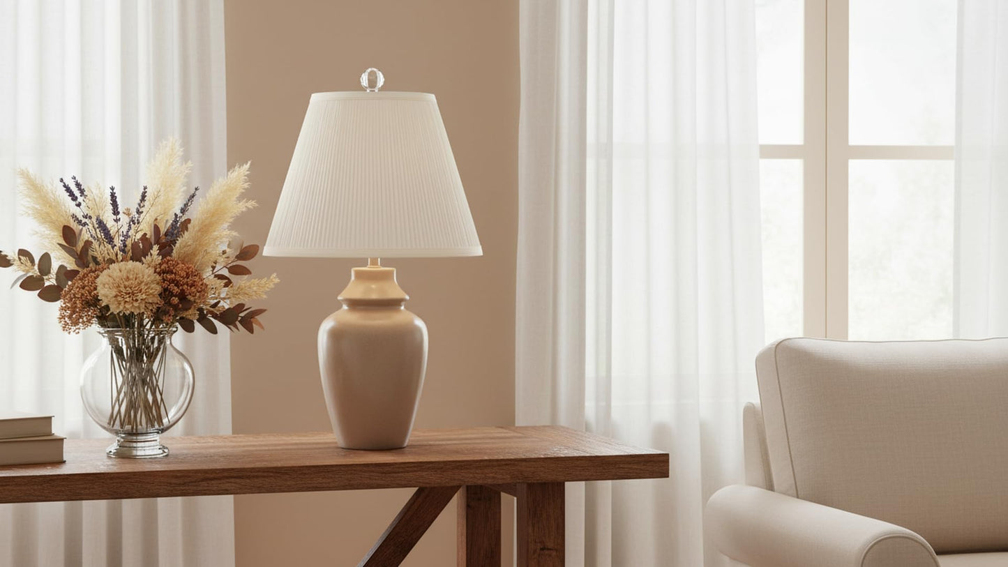 Aspen Creative 33055, Hardback Empire Transitional Spider Lamp Shade, Mushroom Pleated Pleated White, 7" Top x 13" Bottom x 10" Slant