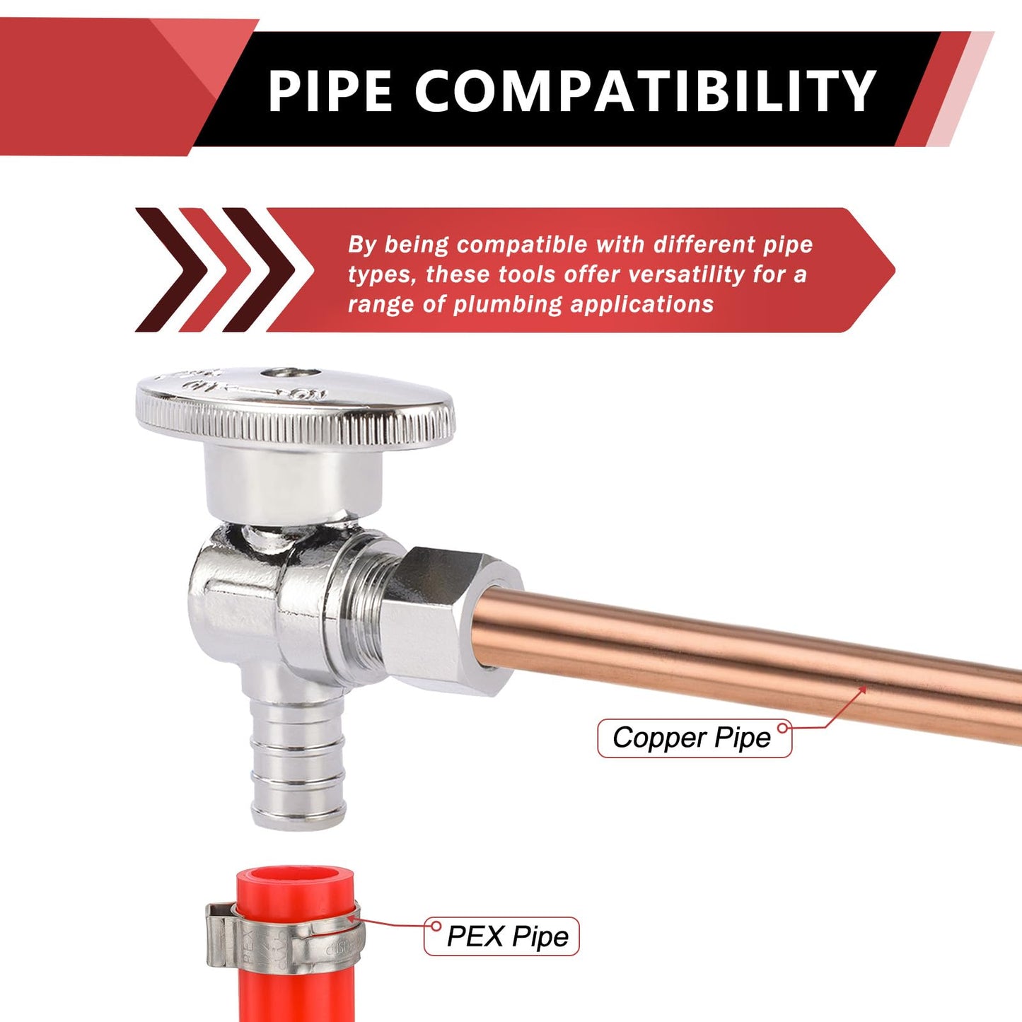 (Pack of 20) EFIELD 1/4 Turn Angle Stop Valve 3/8" OD Compression X 1/2" Pex Chrome Plated Brass,(VALVE076-20PCS)