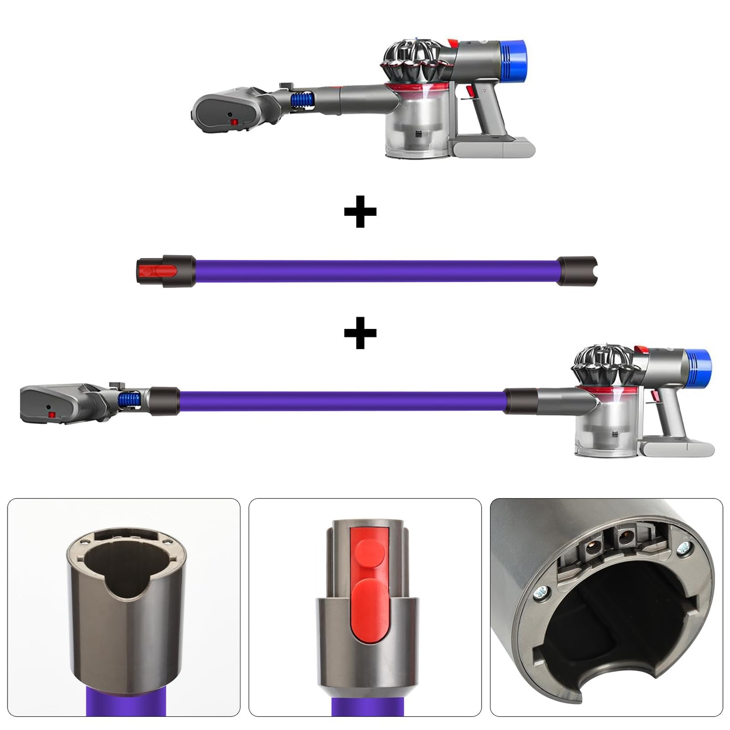 Pulyibo Extension Wand for Dyson Tube, Replacement Parts for Dyson Stick V15 V11 V10 V8 V7 Vacuum Cleaner, Replacement Wand Quick Release Wand 28.5 IN (Purple)