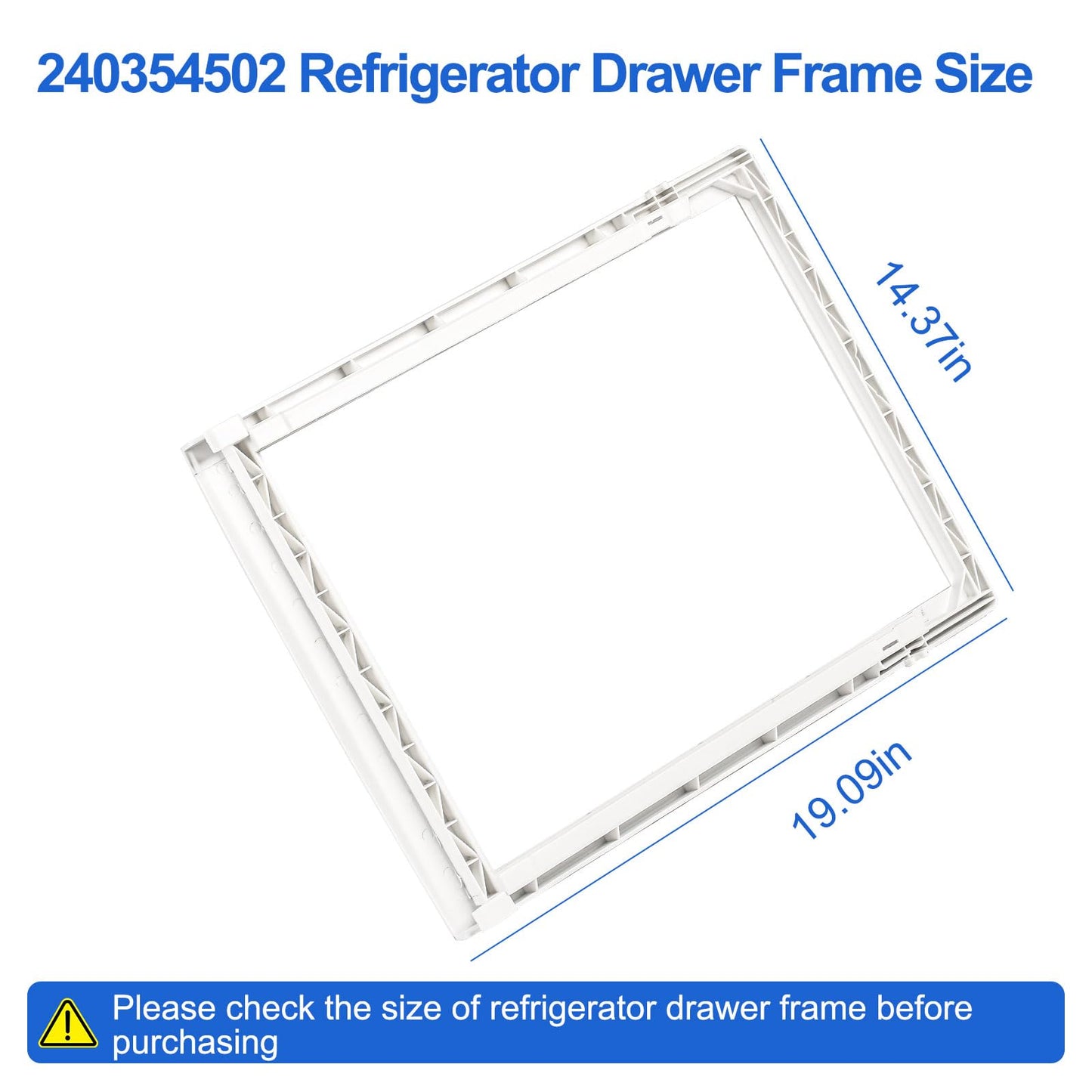 240354502 Upper Crisper Drawer Frame, White, Compatible with Frigidaire Refrigerator FRS3R2F, FRS3R3E, FRS3R3J, FRS3R4E, FRS3R5E, PHS37EH, PHS38EJ, PHS39EH, PHS39EJ, WRS3R3E Etc