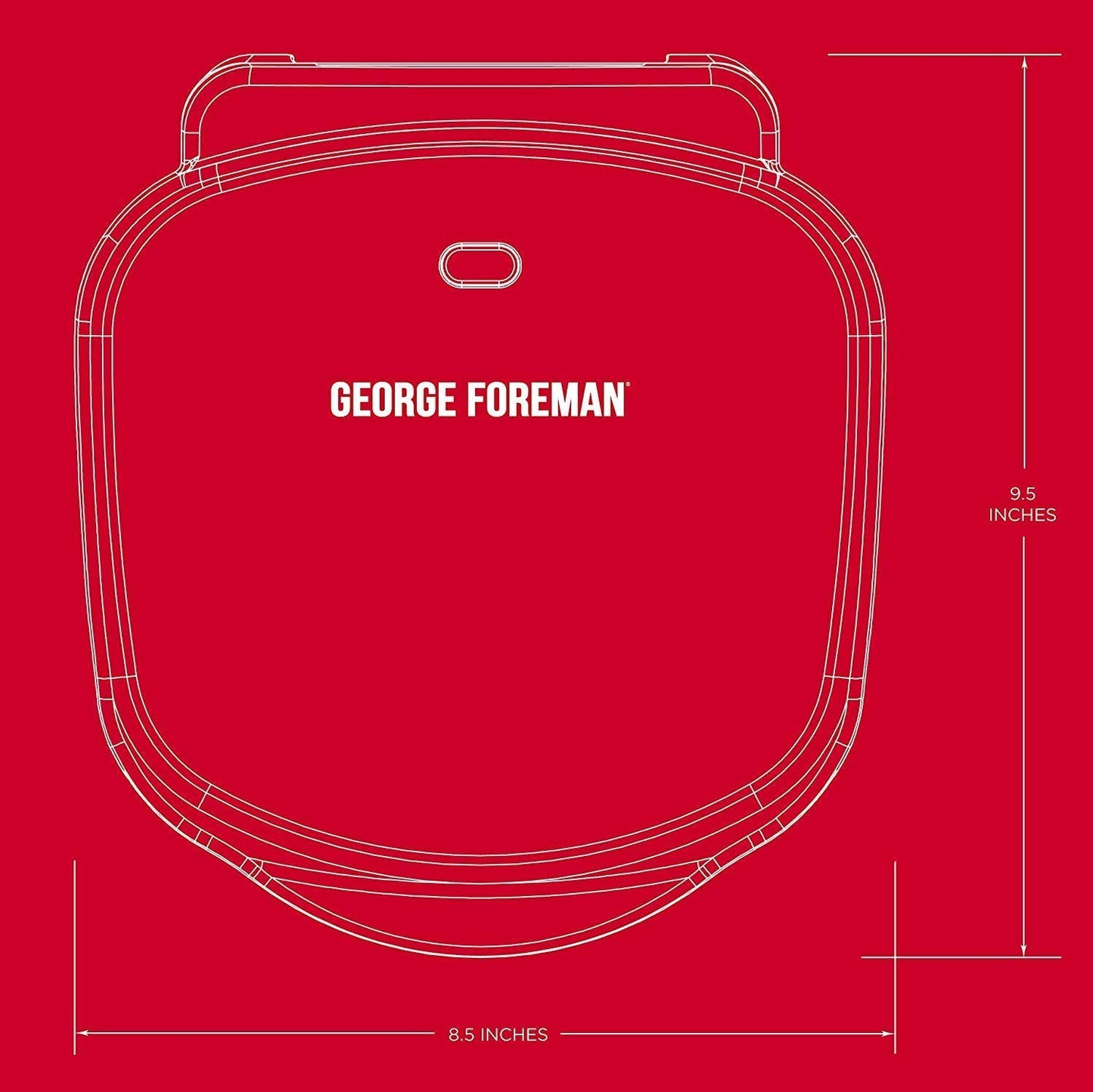George Foreman GR10B 2-Serving Mini Grill & Panini Press, Compact 7.3” x 5.6” Cooking Surface,1–2 Servings, Dorms & Small Kitchens