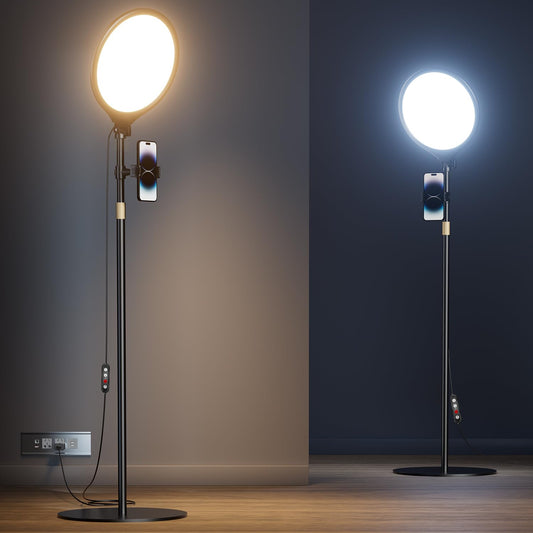 10.5" Ring Light with Stand and Phone Holder - 72" Tripod for iPhone with Light, Professional Led Ringlight for Video Recording/Make up/Streaming, Full Screen Light Ring for YouTube, Tiktok (Black)