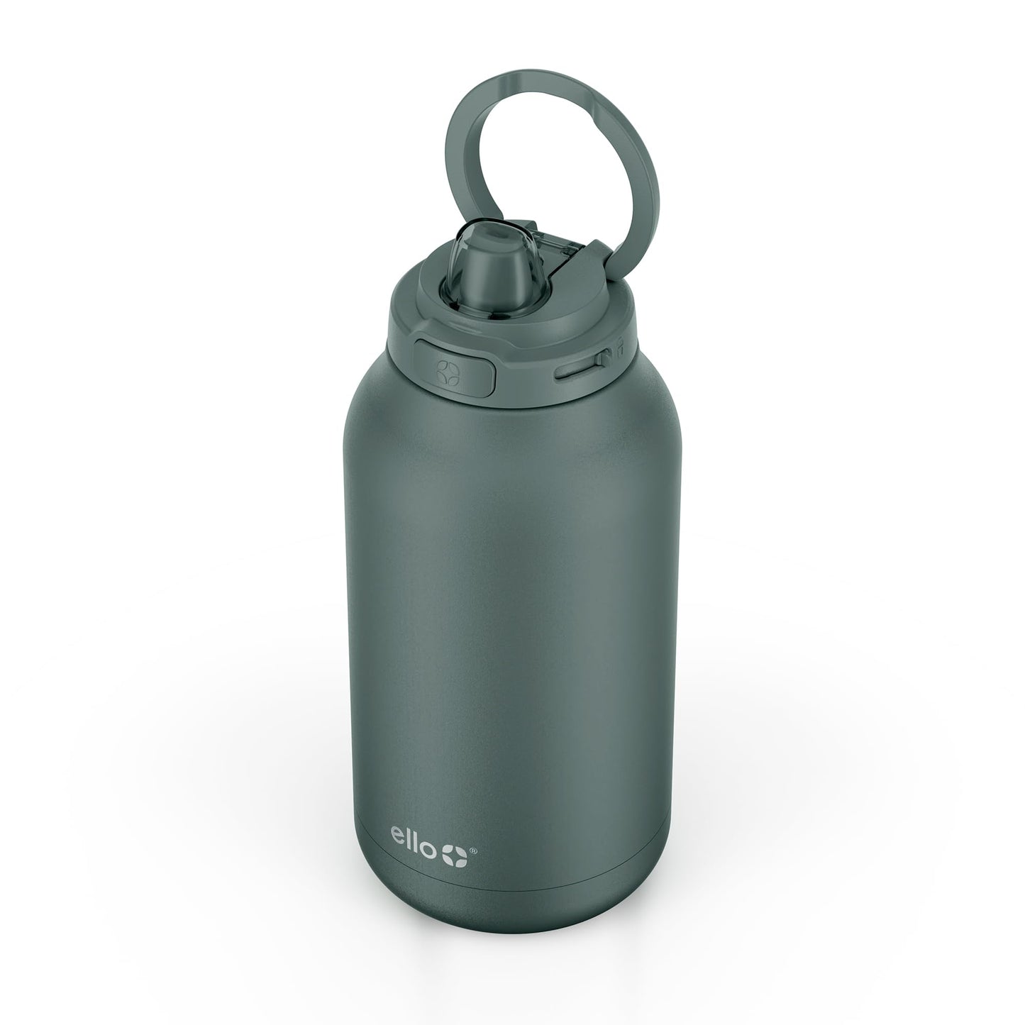 Ello Hydra 64oz Stainless Steel Water Jug with Locking Leak Proof Lid | Reusable Half Gallon Vacuum Insulated Metal Bottle with Silicone Straw, Keeps Drinks Cold All Day, Gift Ready, Olive Tree
