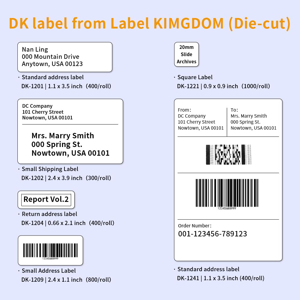 Label KINGDOM Replace for DK-1241 Brother 4" x 6" Die-Cut Large Shipping Label, 102 mm x 152 mm 200/Roll White Paper Address Label for QL-1100 QL-1110NWB Label Printer (10 Rolls+1 Frame)