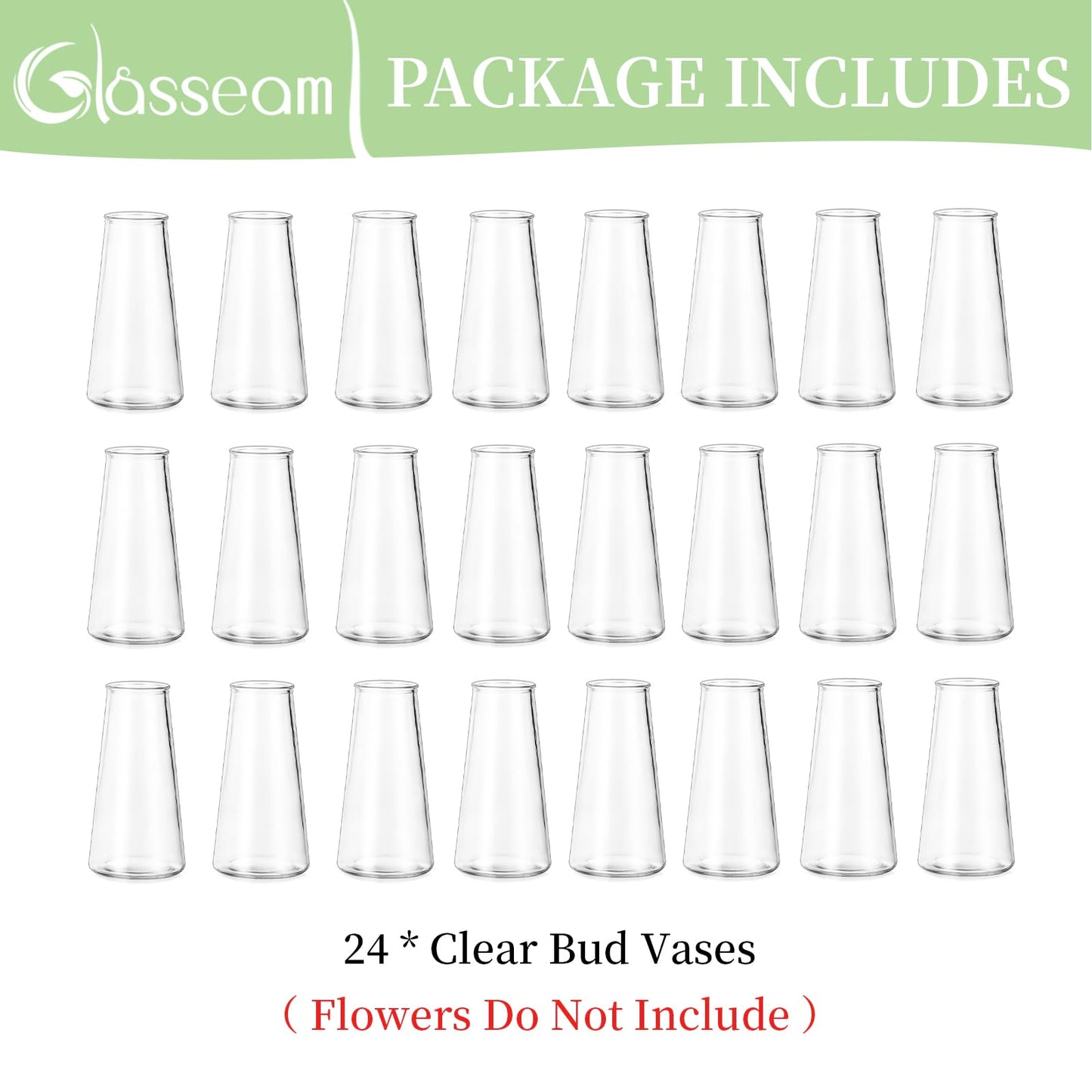 Glasseam Clear Flower Vases for Centerpieces: Modern Glass Vase Set of 24 for Wedding Party Centerpiece Home Table Decor 5.5In Small Bud Vases for Flowers Rose Tulip Stems