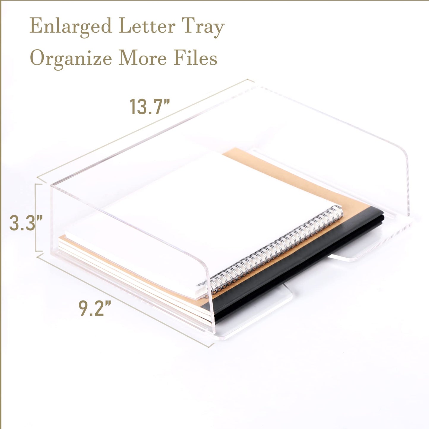 HeZone Acrylic Paper Tray Desk Organizers and Office Suplies Document Storage Enlarged Letter Tray Clear Paper Organizer (Large Horizontal)…