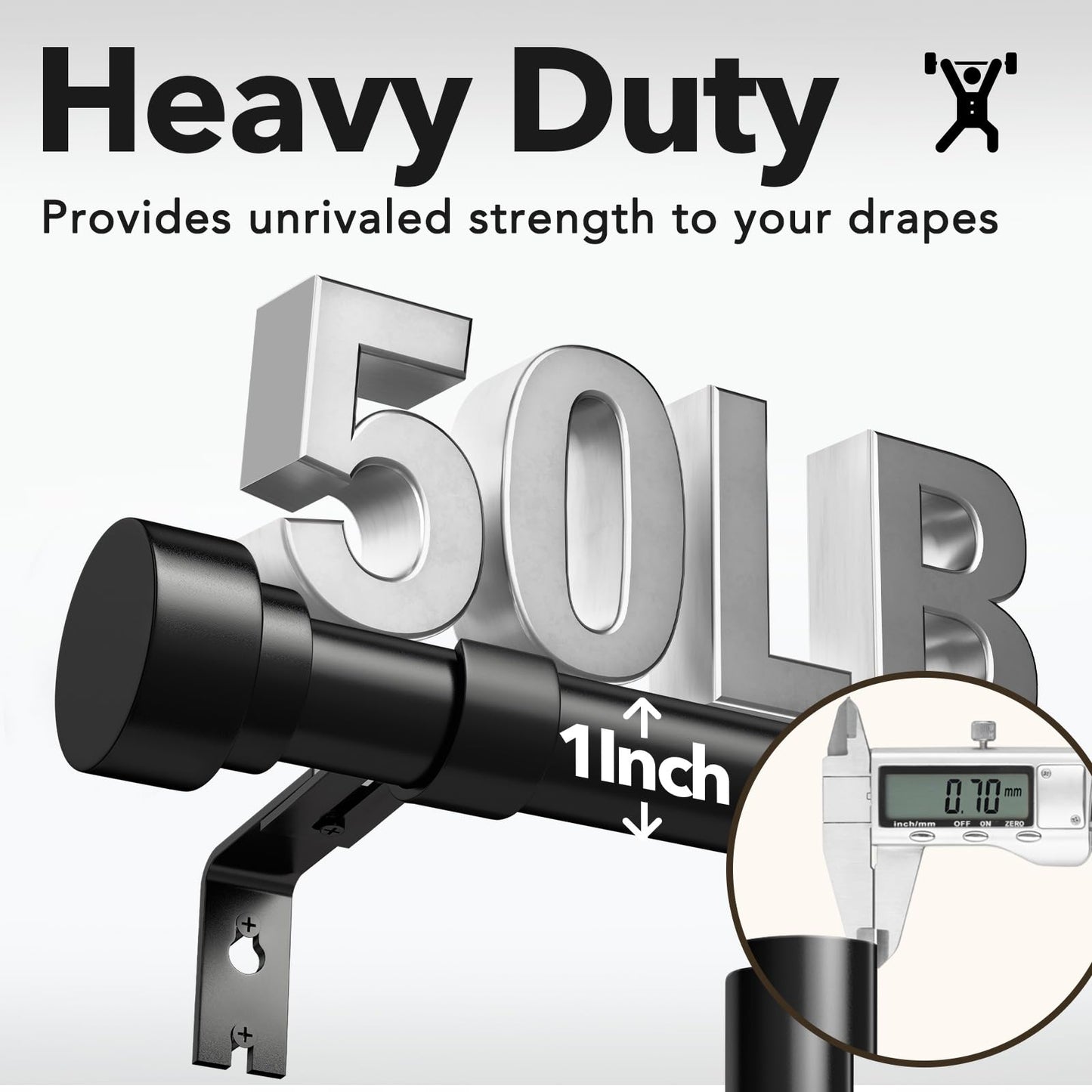 Extra Long Curtain Rods for Windows 32 to 240 Inch, 1 Inch Black Heavy Duty Curtain Rods for Patio, Farmhouse, Bedroom, Living Room, Adjustable Metal Drapery Rod (A1,Black,32"-240")