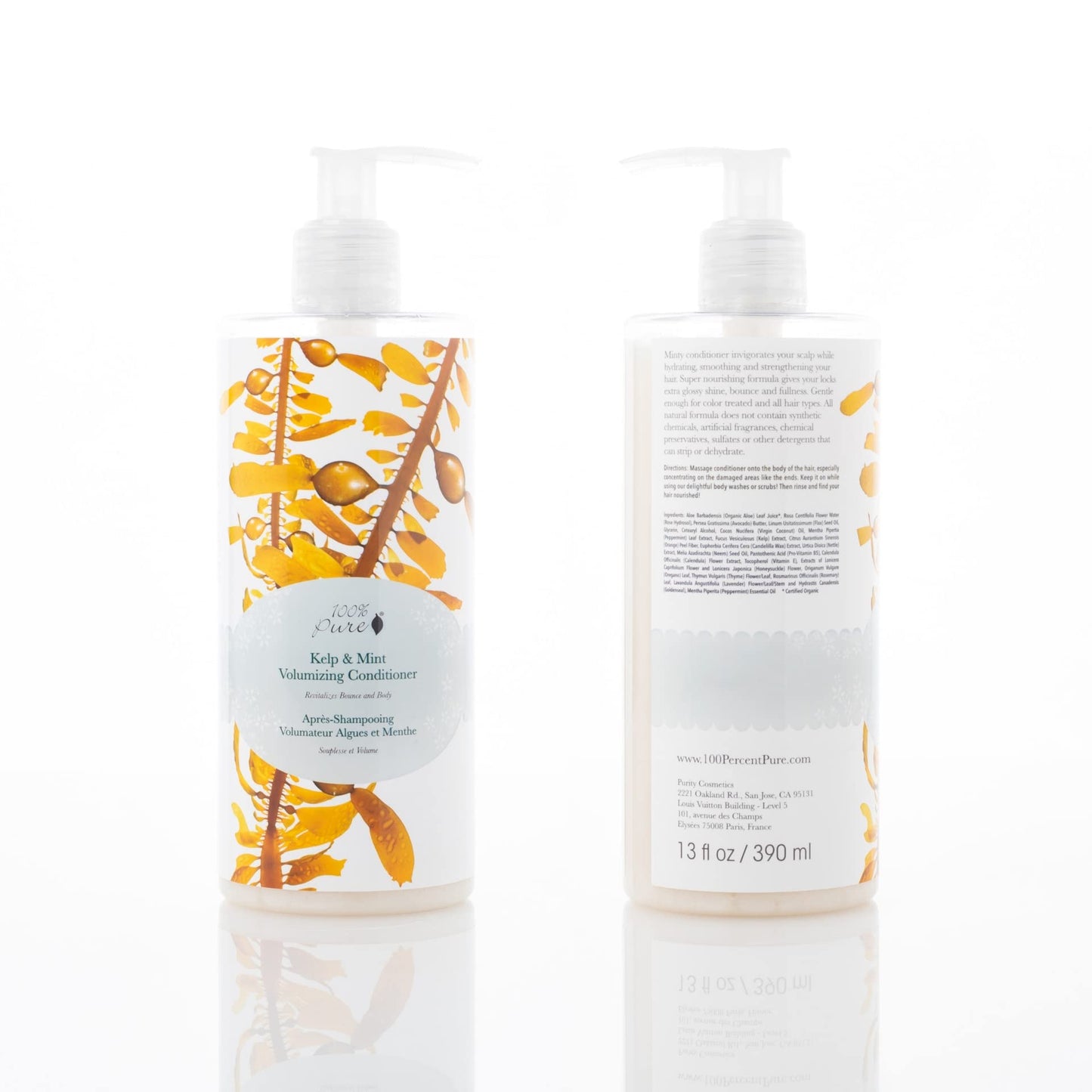 100% PURE Kelp & Mint Volumizing Conditioner Moisturizer & Deep Hydration - Natural Body Boost for Dry, Damaged Thinning Hair, Promotes Healthy Growth for Women & Men - Sulfate Free - 13 Fl Oz