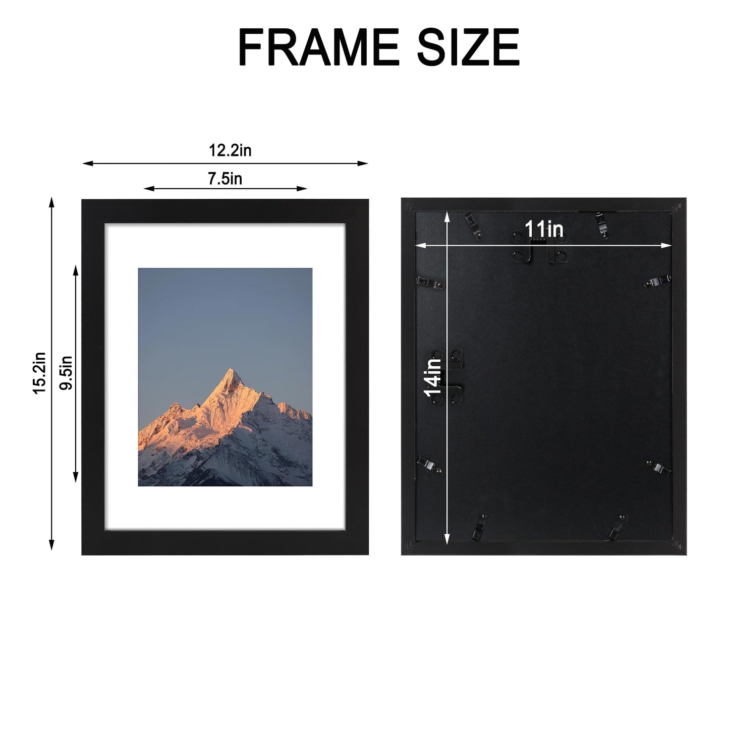 SZYUU 11x14 Picture Frame Set of 4, High Definition Real Glass, Display Pictures 8x10 with Mat or 11x14 Without Mat, Gallery Wall Hanging Photo Frames, Black