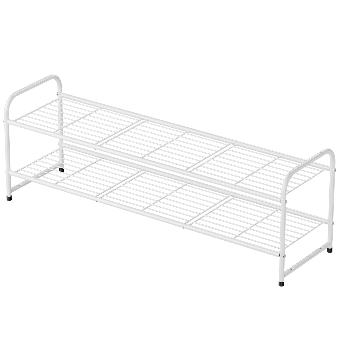MWQ Shoe Rack for Closet, 2 Tier 44 Inch Extra Wide Shoe Storage Organizer for Shelves, Heavy Duty Metal, Easy Assembly, White