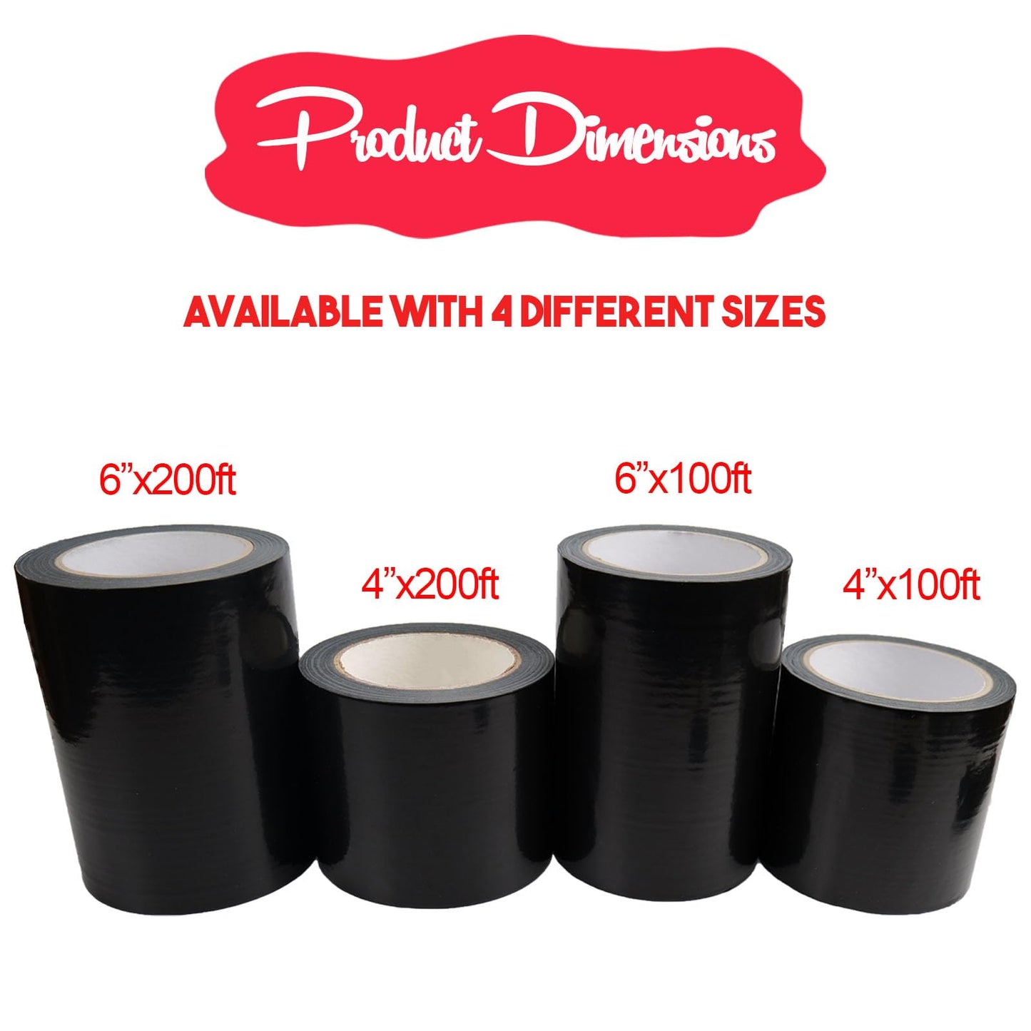 Autrends 6" Polyethylene Tape, Black Seal Tape for Crawl Space, Repair, Metal Building Seams, Construction Sheathing Seal Film, Housewrap Seaming and Underlayment Seal, 200 Foot Roll