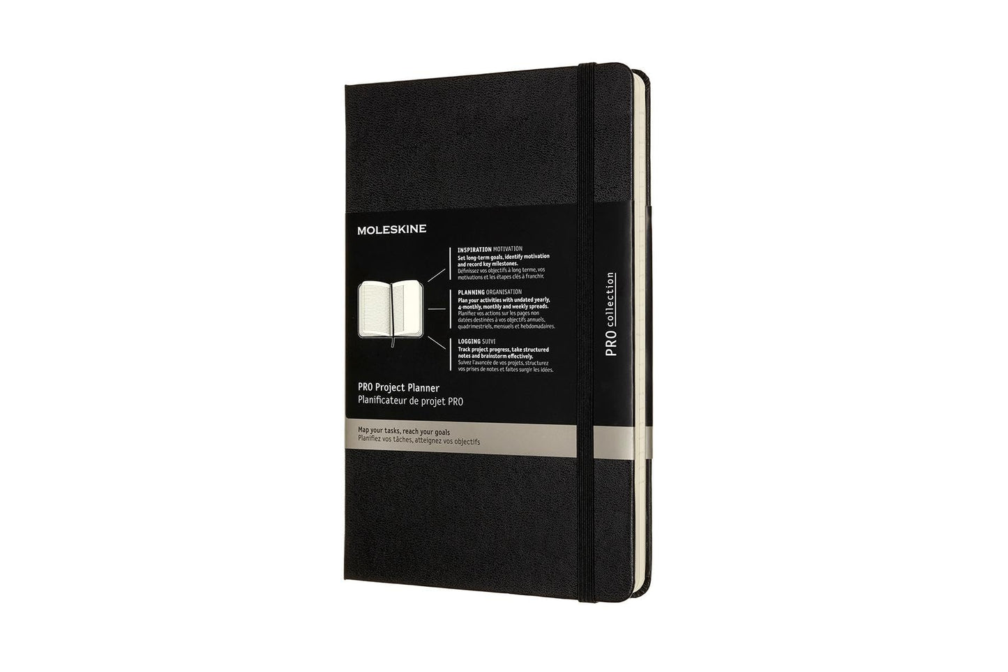 Moleskine PRO Project Planner, Hard Cover, Large (5" x 8.25") Black, 288 Pages