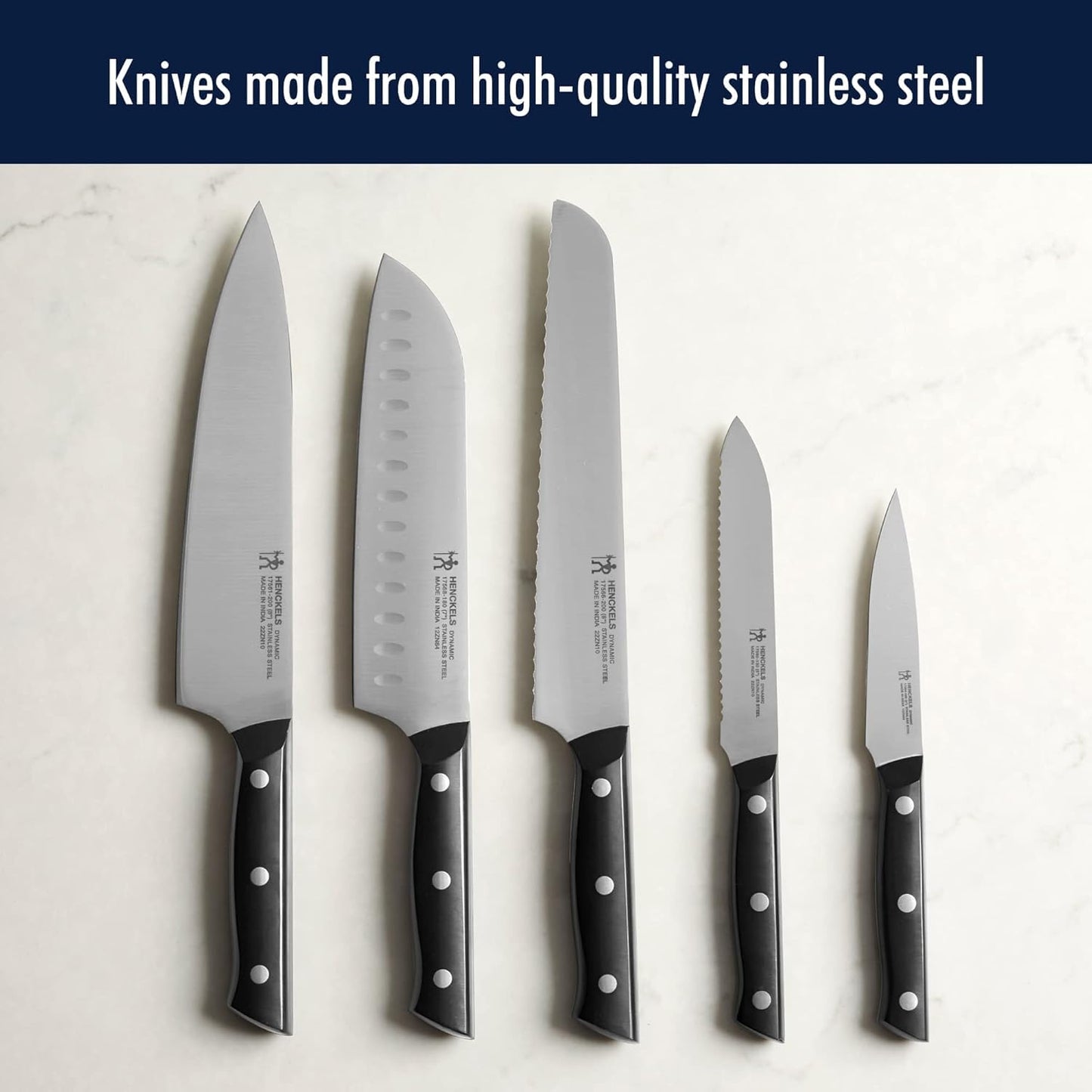 HENCKELS Dynamic Razor-Sharp 5-Piece Kitchen Knife Set, German Engineered Informed by 100+ Years of Mastery