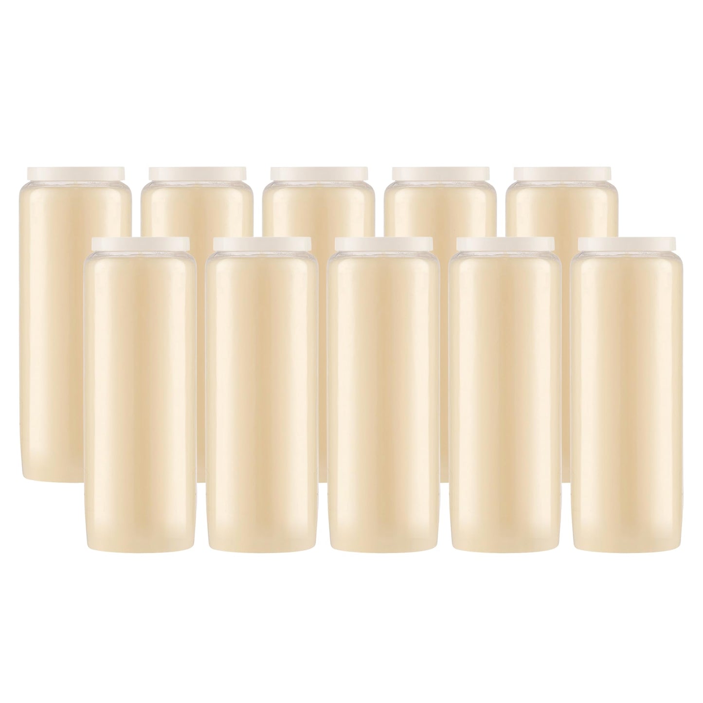 Lerner 9-Day Memorial Candles, 10 Pack, 7” Pillar Prayer Candle in Plastic Jar, Long-Lasting Smokeless Clean Burning Mourning & Shiva Candle for Vigils, Church, Emergencies, Jewish Yahrzeit Candles