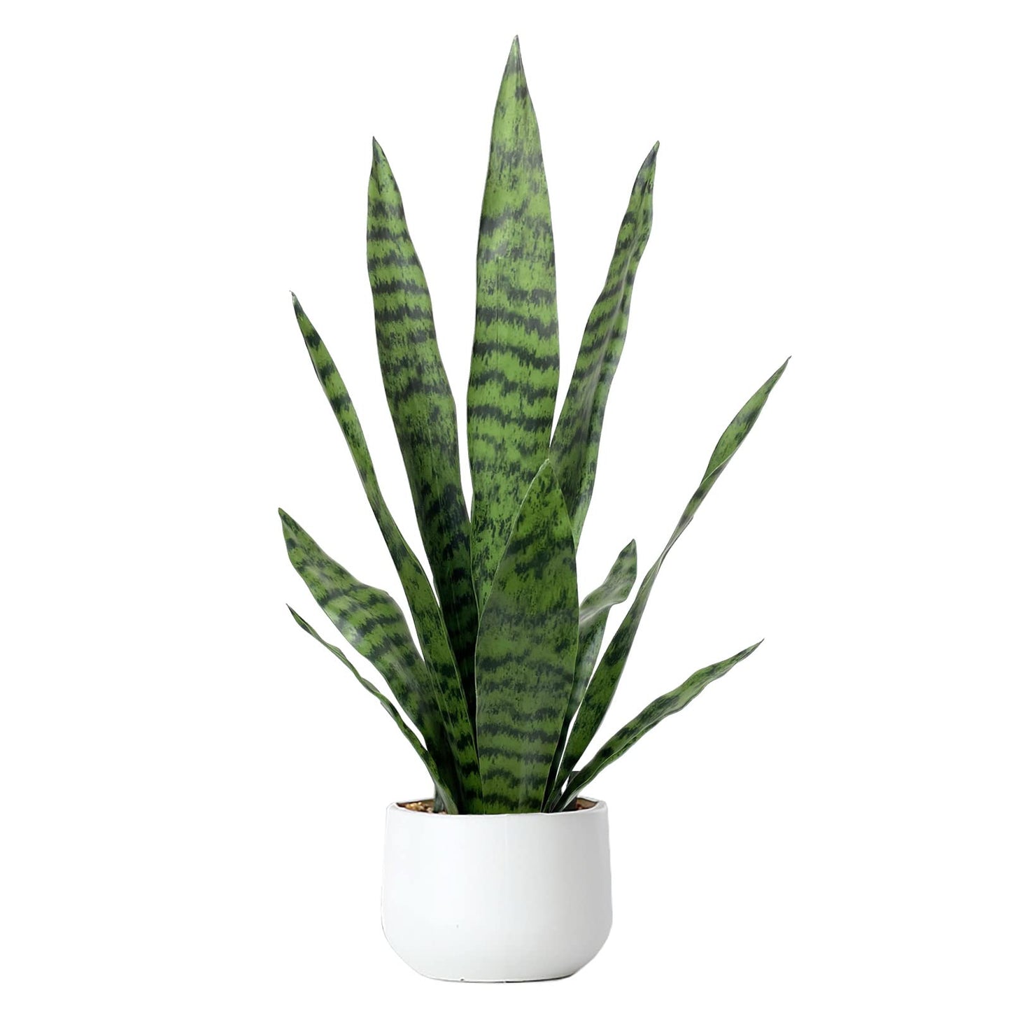 Artificial Snake Plant 22.5" Faux Agave Fake Sansevieria Artificial Potted Plants for Indoor and Outdoor Home Office Décor (White Pot)