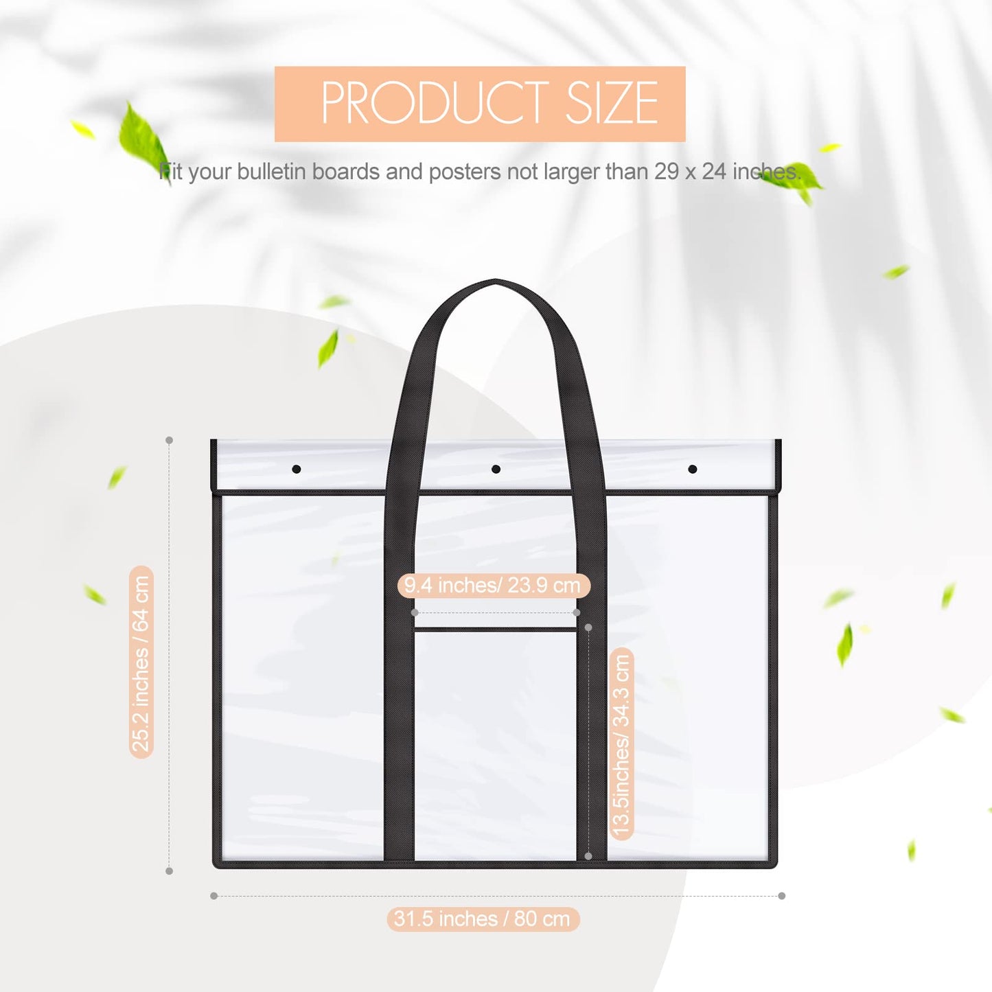 10 Pack Large PVC Poster Storage Bags Bulletin Board Storage Art Portfolio Organizer with Pocket for Classrooms Teachers, 31.5 x 25.2 Inches