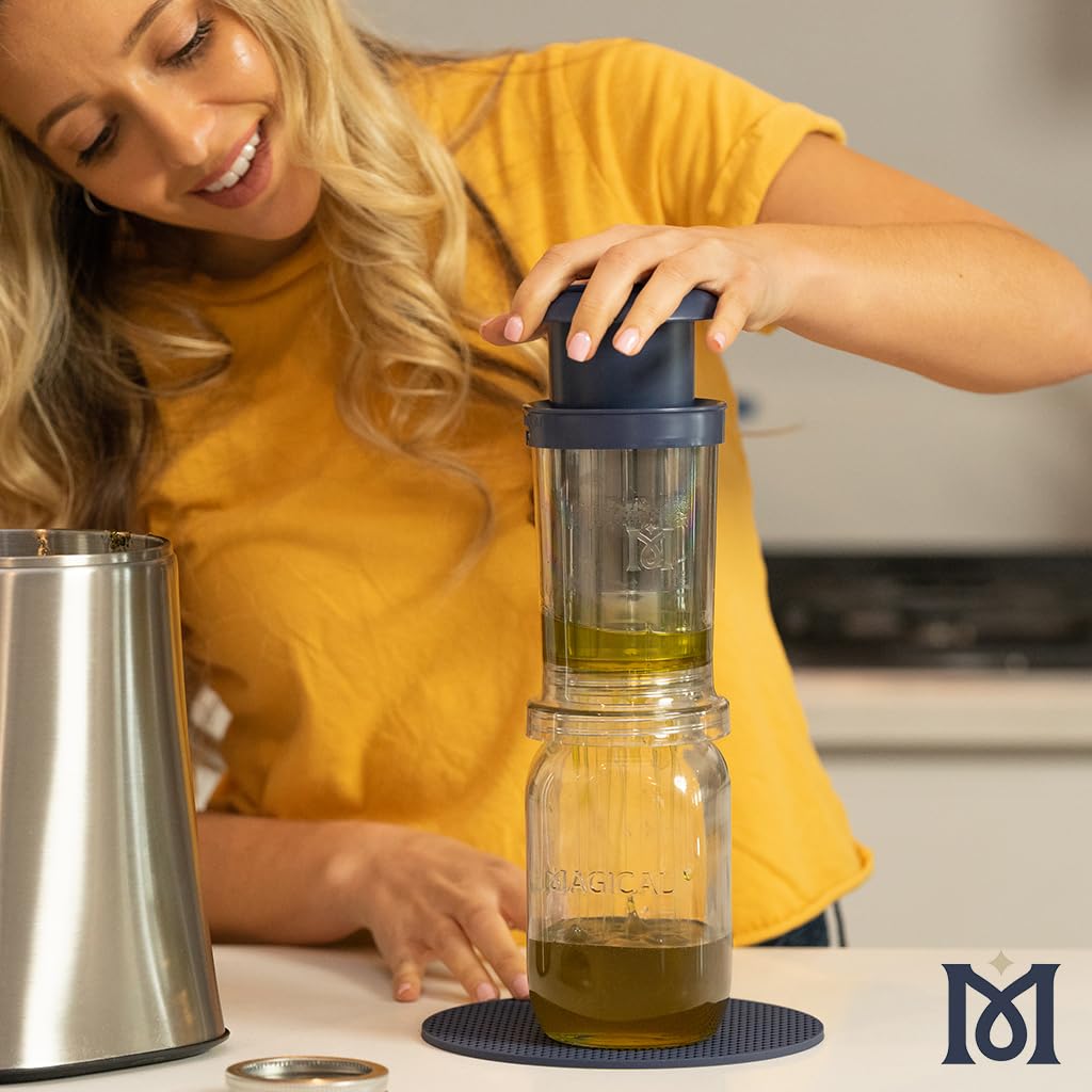 Magical Butter Filter Press – BPA-Free Reusable Straining System with Plunger & Cleaning Brush – Mess-Free Infused Oil & Butter Strainer