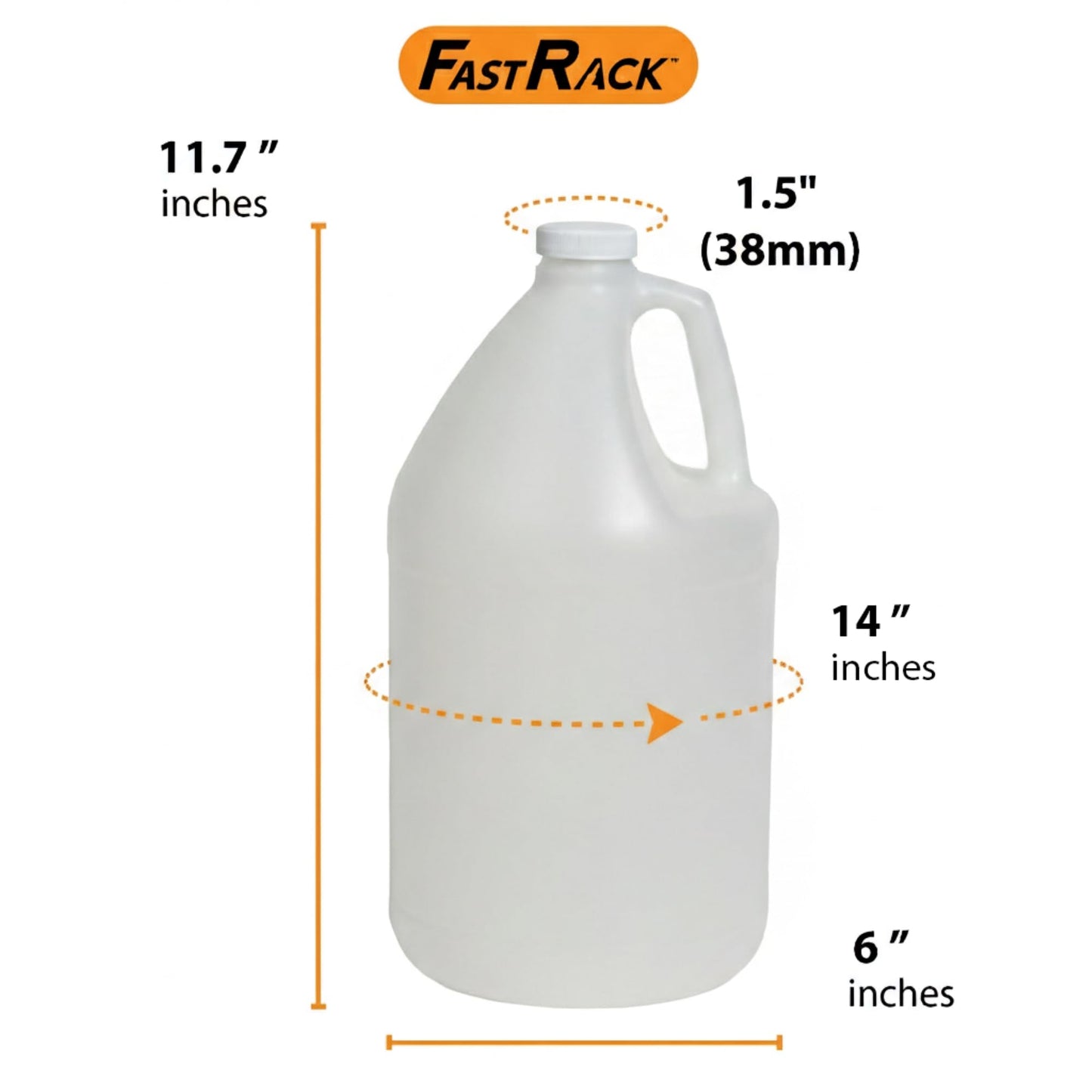 FastRack 4-Pack 1 Gallon Water Bottle Plastic Jug Container with Lid | White Food Grade Gallon Water Jug, BPA-Free, Leak-Proof Pitcher With Lid Fermentation, Brewing, Storage & More