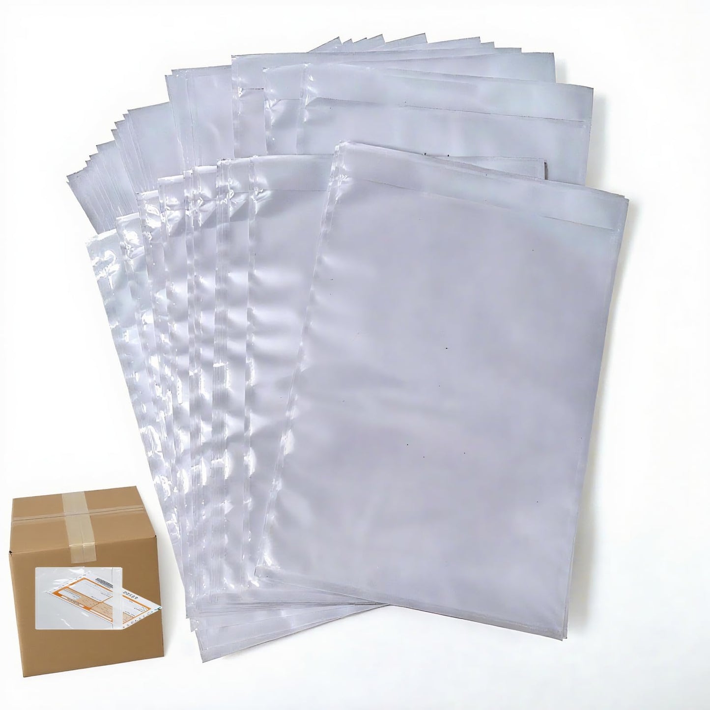 Ludjzeoq 500Pcs 9.5" x 12"Packing List Envelopes Fit for 8.5x11 inch Labels, Packing Slip Invoice Sleeves Clear Self-Adhesive Mailing Labels for Envelope, Waterproof Shipping Pouch Enclosed Bags
