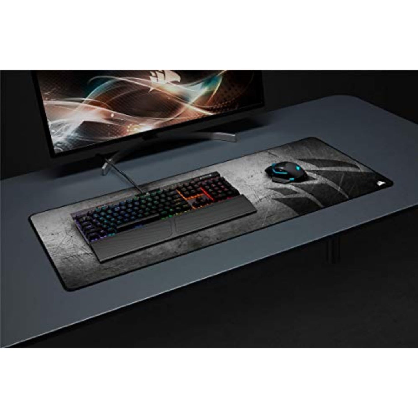 Corsair MM350 PRO Extended XL Premium Spill-Proof Cloth Gaming Mouse Pad – 36.6” Width x 15.7” Height Surface – Black/Gray