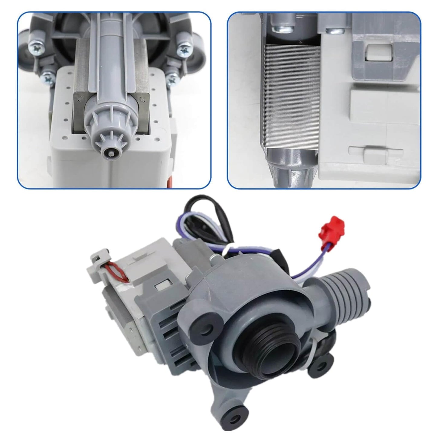 Washer Pump Assembly WH11X34742, Fit for Frigidaire 11001011000071 WH01X28078 AP7192541 PS16729517 EAP16729517 5304511363 4980769 FFTW4120SW Washing Machine Drain Pump Motor