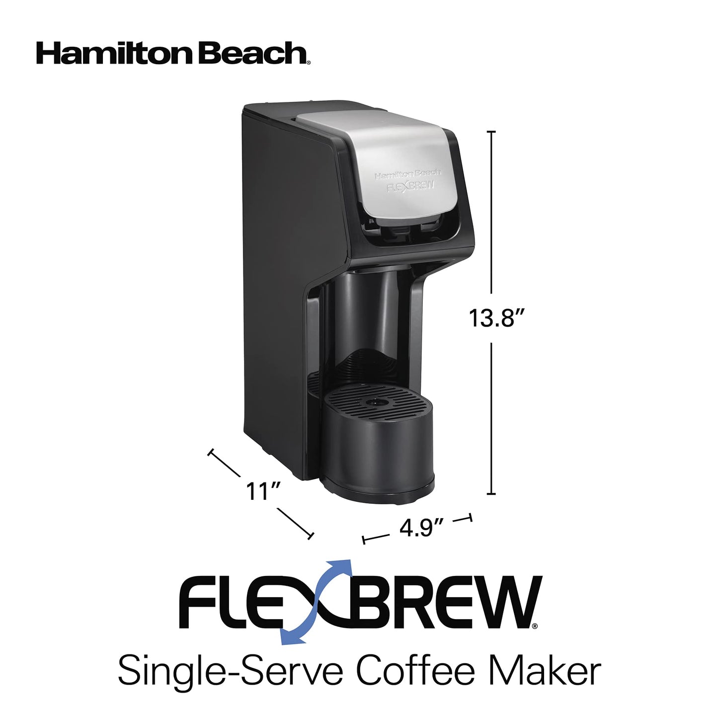 Hamilton Beach FlexBrew Single Serve Coffee Maker, Coffee Machine Compatible with Pod Packs and Grounds, Black Next Gen (49900)