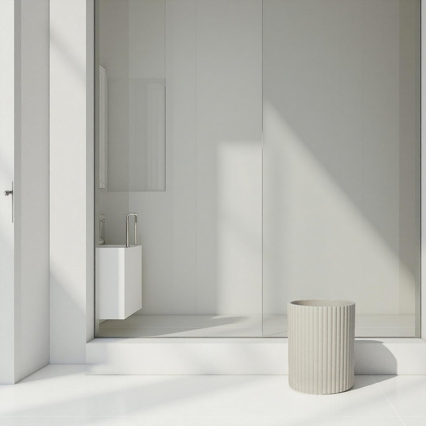 DoveeDosa Beige Luxury Stone Bathroom Trash Can, Modern Bathroom Office Trash Can, Resin Wastebasket, Garbage Receptacle Bin for Bathrooms, Offices, Powder Rooms, Kitchens (Beige)