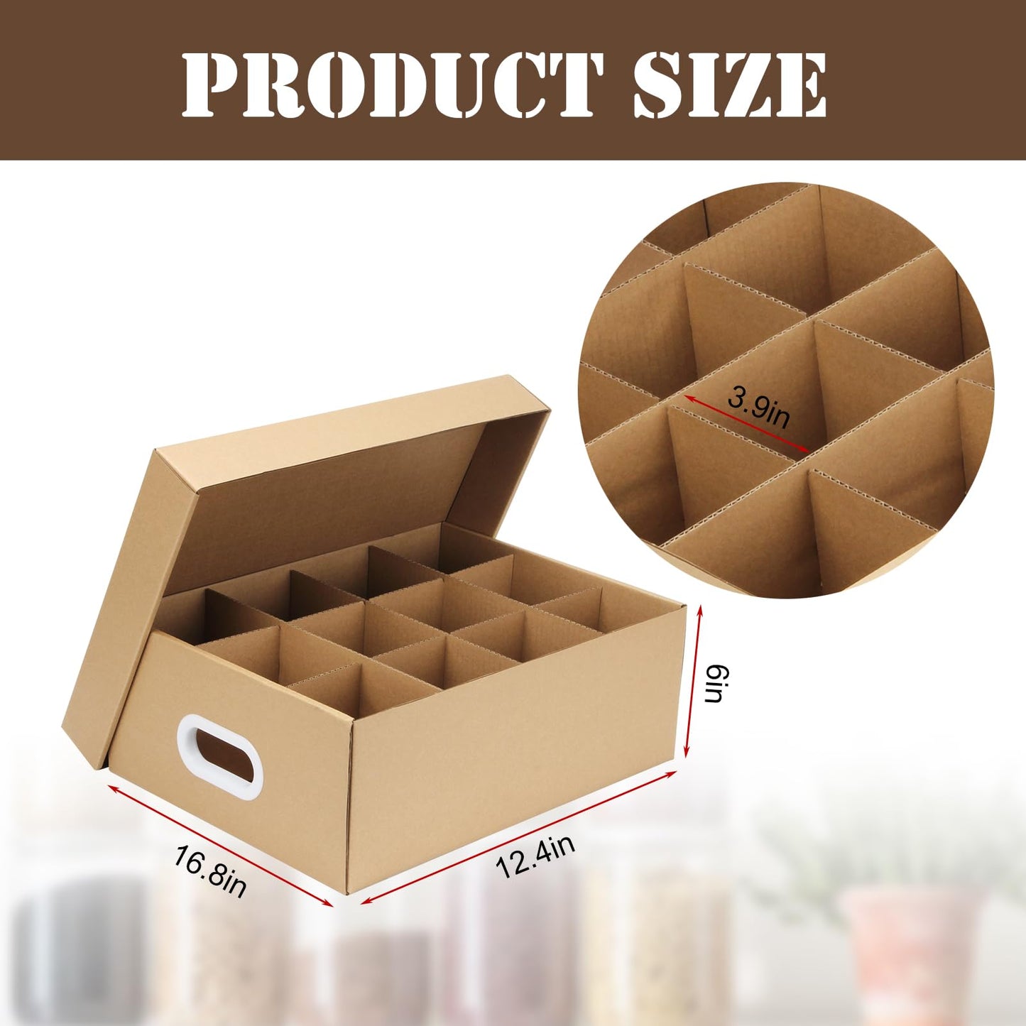 DIICCYO 6 Pcs Cardboard Mason Jar Storage Box for 16 oz Regular or Wide Mouth Jars Canning Boxes with Handles and Dividers, 12 Cells Mason Jar Organizer Canning Jar Storage Boxes