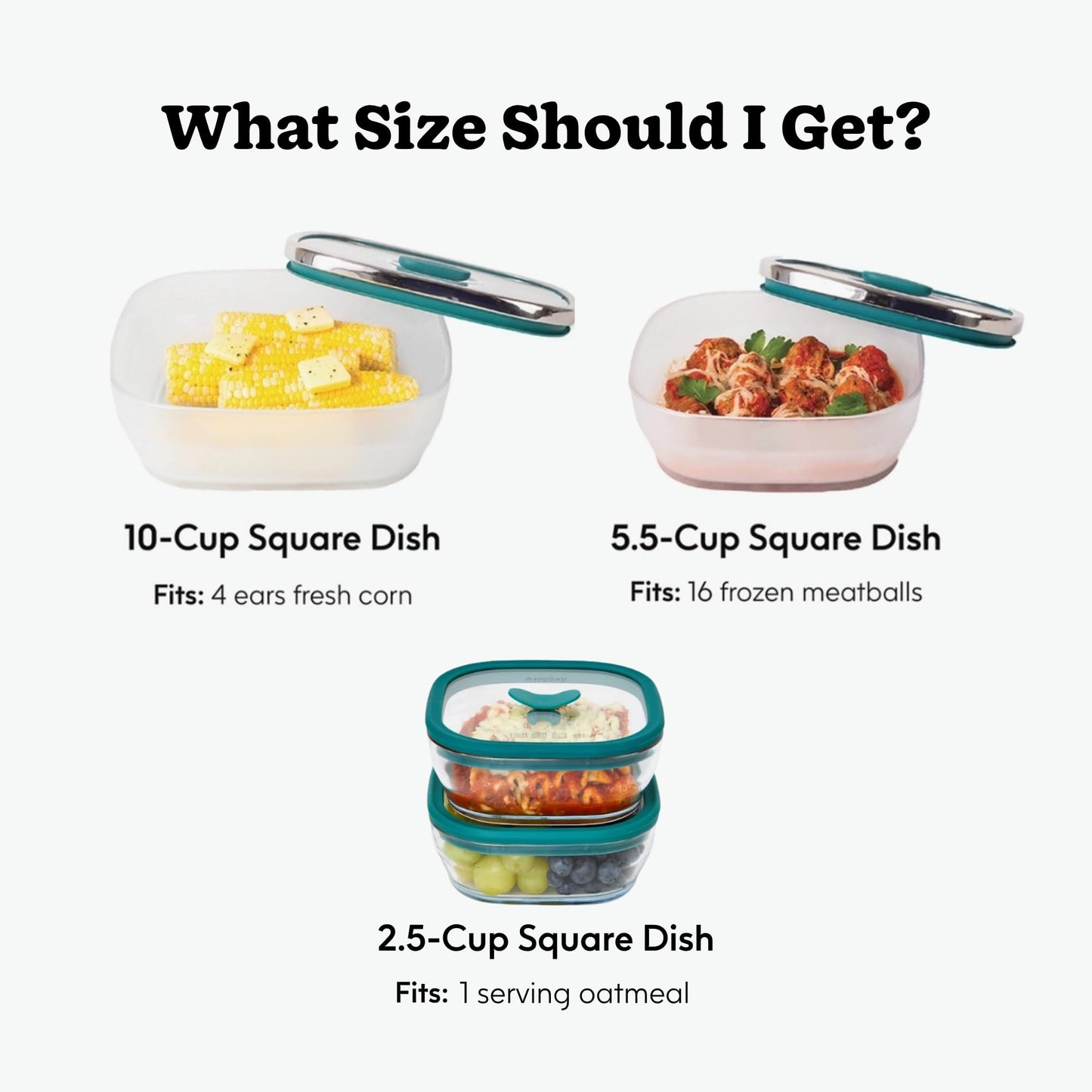 Anyday 5.5-Cup Square Glass Food Storage with Glass Lid | Plastic-Free Meal Prep & Microwave Cookware | Stackable Airtight Storage Container with Vented Lid for Microwave-Safe Reheating