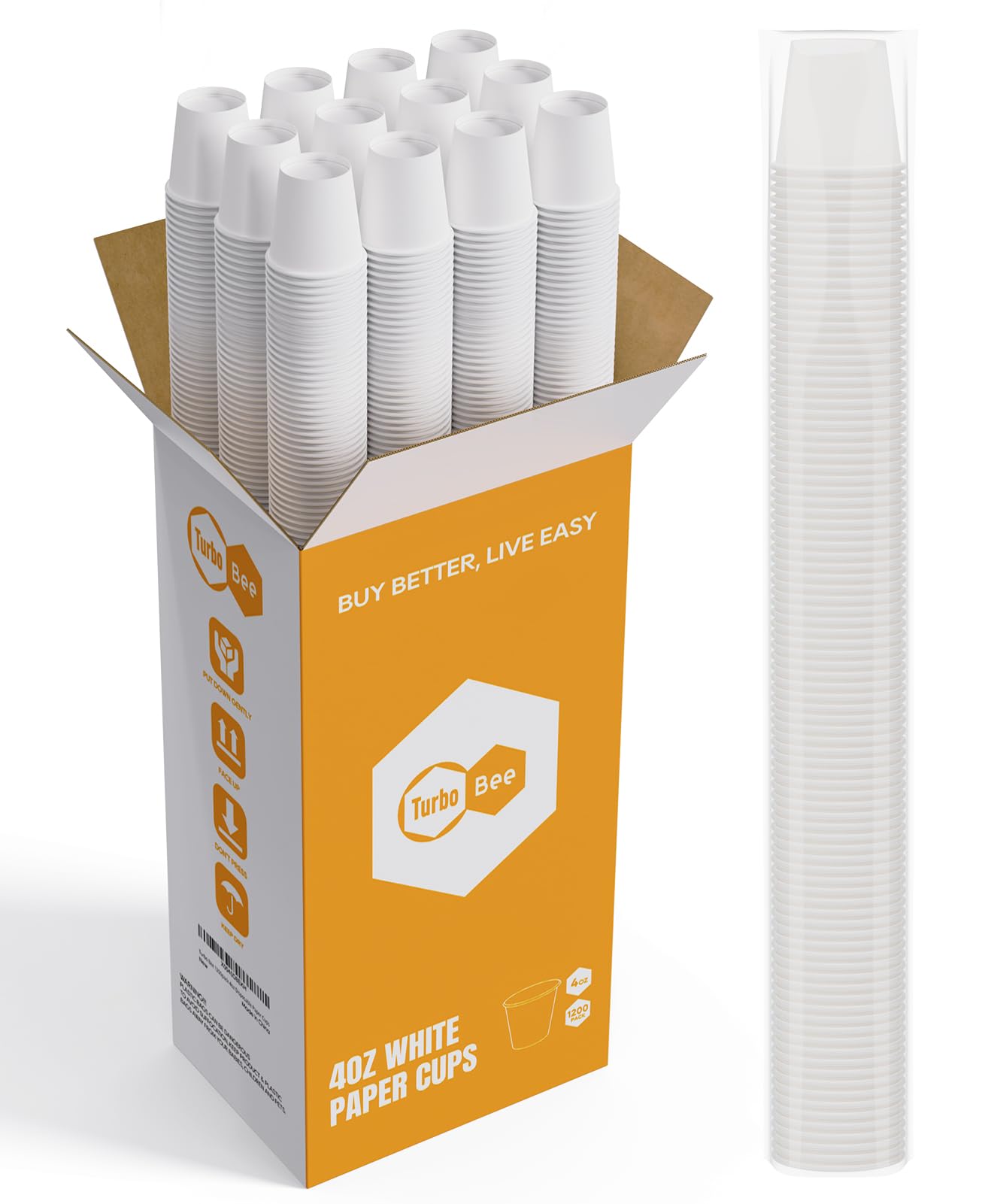 Turbo Bee 1200Pack 4oz Disposable Paper Cups,Disposable Espresso Cups,Coffee Cups, Hot/Cold Beverage Drinking Cups for Party, Travel and Events