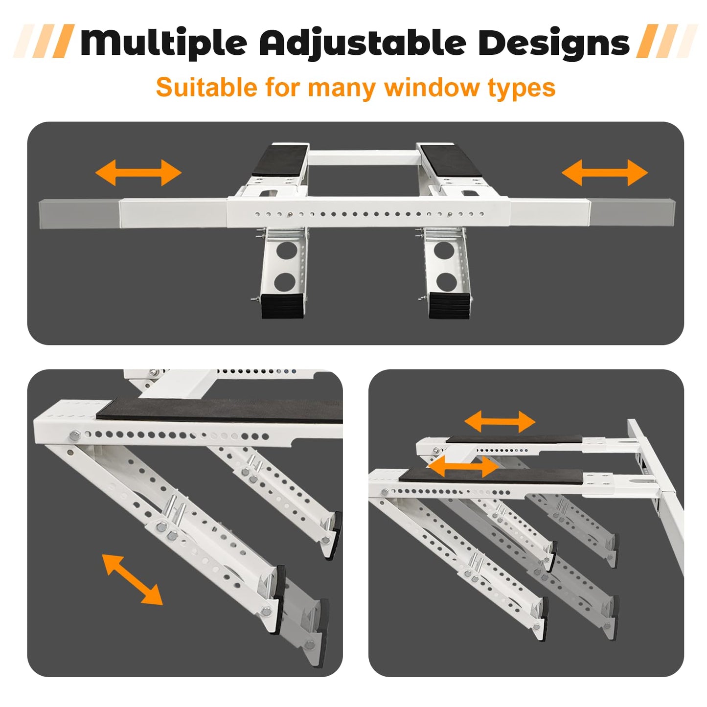 No Drilling Air Conditioner Support Bracket, Adjustable Window AC Bracket Fits Single & Double-Hung Windows, Heavy Duty Steel Holds Up to 220lbs for 5000-24000 BTU Units