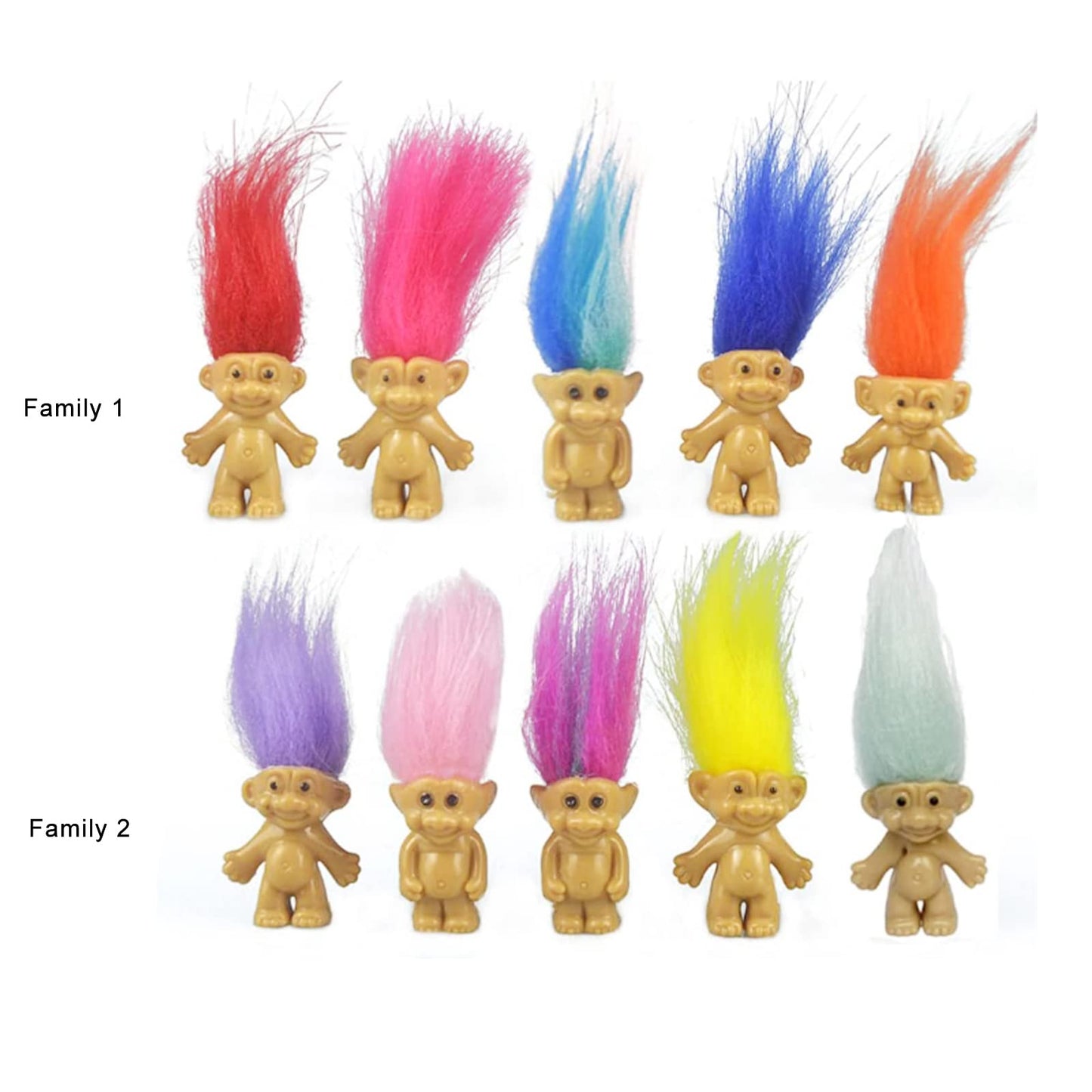 100PCS Mini Troll Dolls, PVC Vintage Troll Doll Mini Action Figures 1.2" Cake Toppers Chromatic Adorable Cute Little Guys Collection, School Project, Arts Crafts, Party Favors