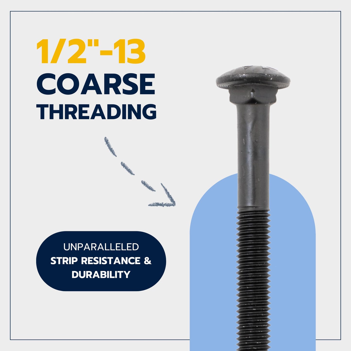 1/2 in. x 12 in. Black Carriage Bolt Kit Includes 12 Bolts, 12 Washers, and 12 Nuts, Ceramic Black Ruspert Coated for Exterior Use - 2X Rust Resistance of Galvanized by Makers Bolt