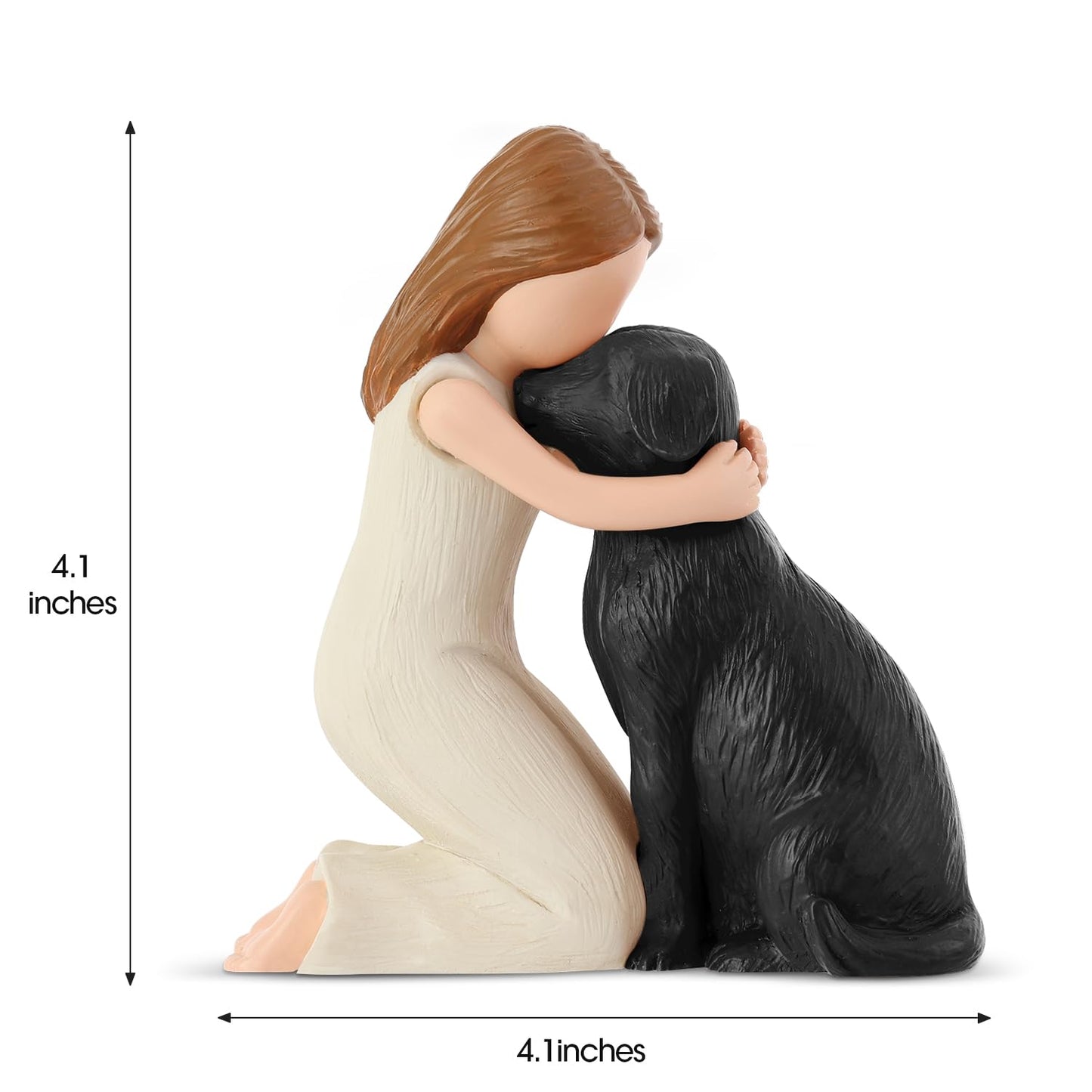 Hensonever Love My Black Dog Figurines Statues, Black Dog Angel Friendship Remembrance Gifts, Sculpted Hand-Painted Figures for Dog Lovers
