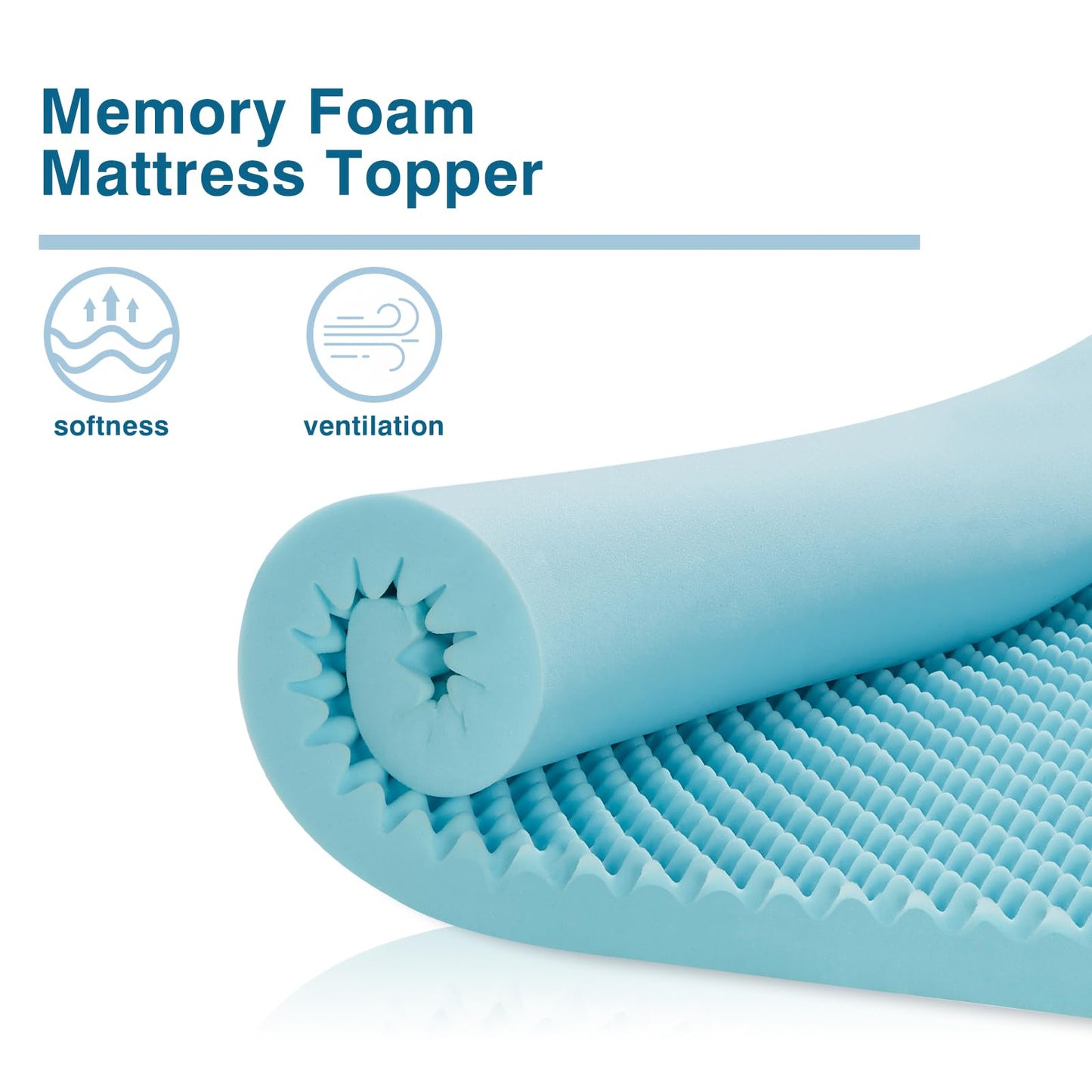Zyerch 2 Inch Mattress Topper, Twin Size Memory Foam Mattress Topper with Cooling Gel Egg Crate Mattresses Top, Plush Feel, Breathable, Pressure Relief for Bedroom,Twin