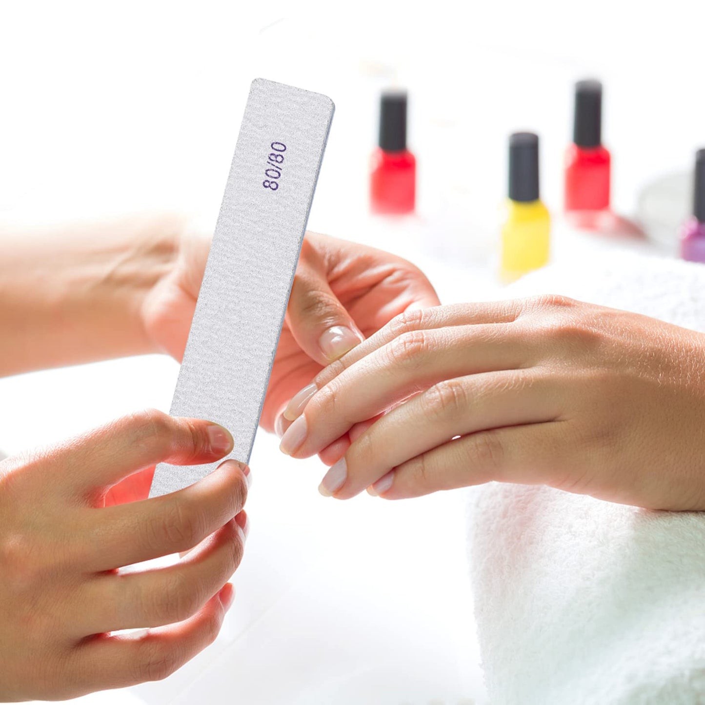 100 Count 80/80 Grit Rectangle Nail Files Reusable Coarse Nail File Double Sided Emery Boards Manicure Tools for Acrylic Nails