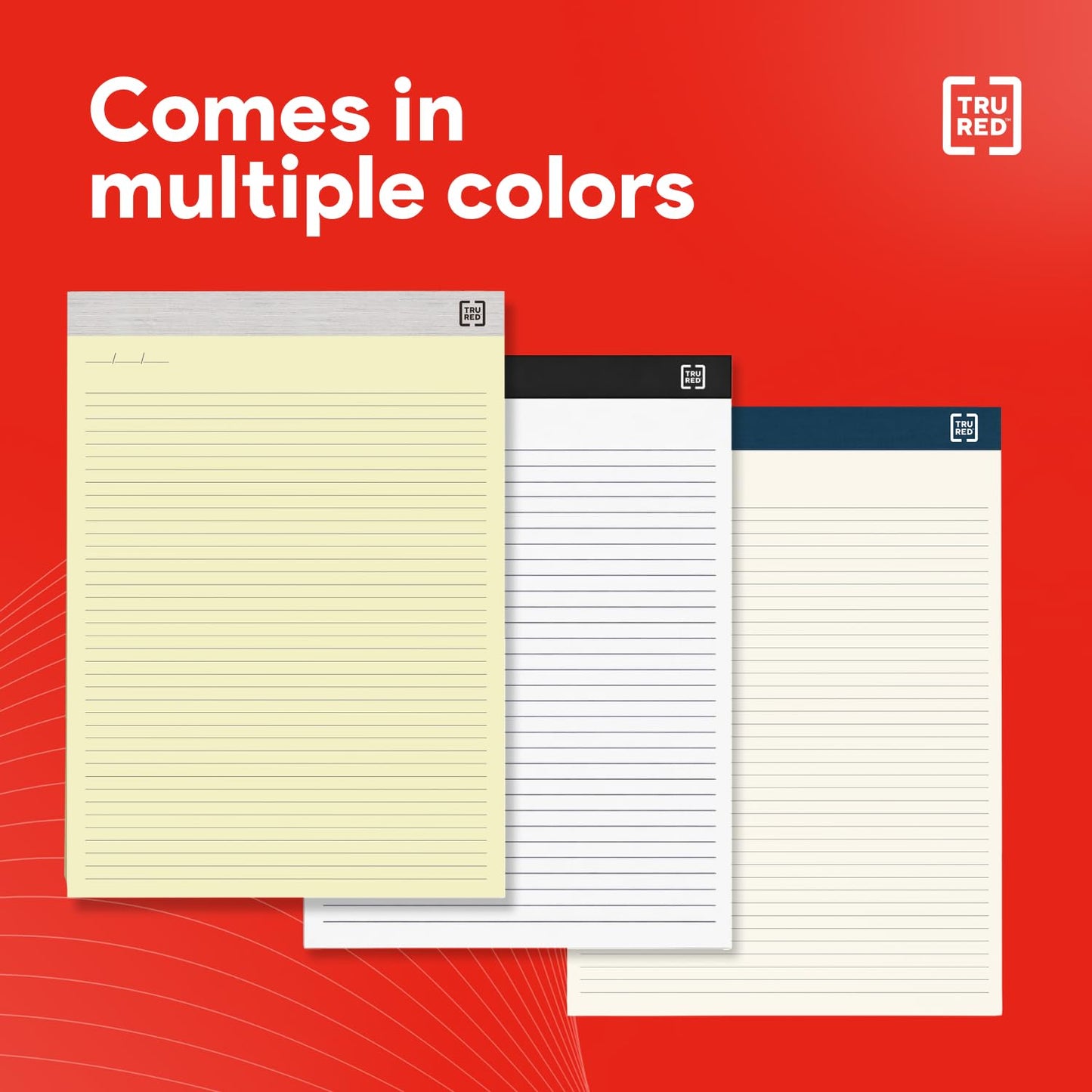 Staples TRU RED Notepads, 8.5" x 11.75", Narrow Ruled, Canary, 50 Sheets/Pad, 12-Pack