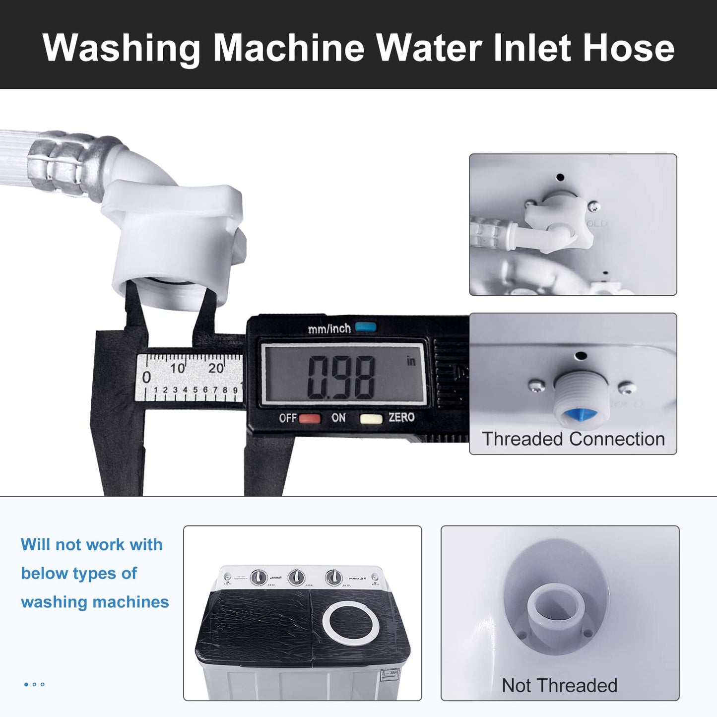 Washing Machine Hoses, Portable Water Inlet Connection and Supply Line, (90 Degree Elbow) quick connect