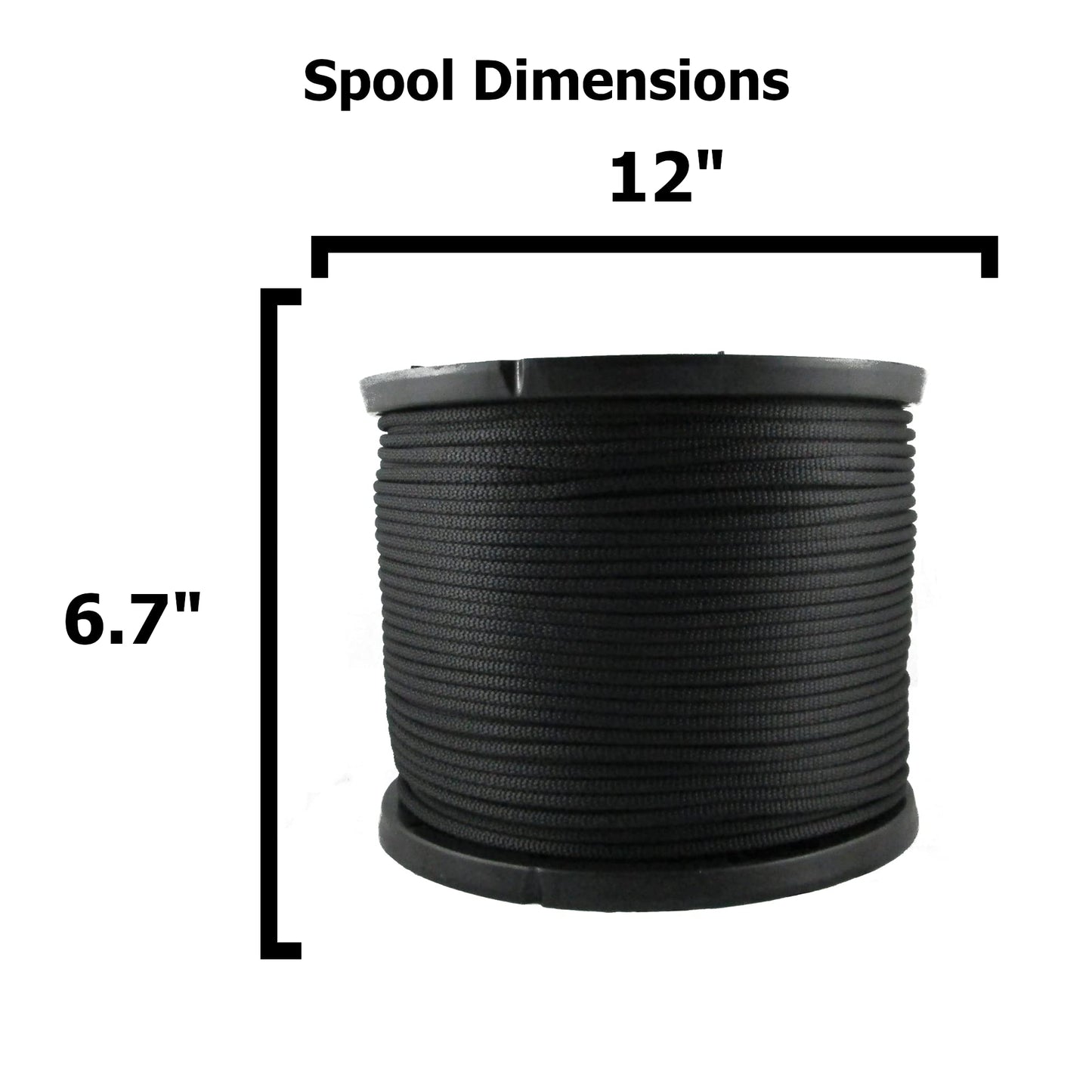 1/4 inch Black Dacron Polyester Rope - 500 Foot Spool | Industrial Grade - High UV and Abrasion Resistance - Low Stretch