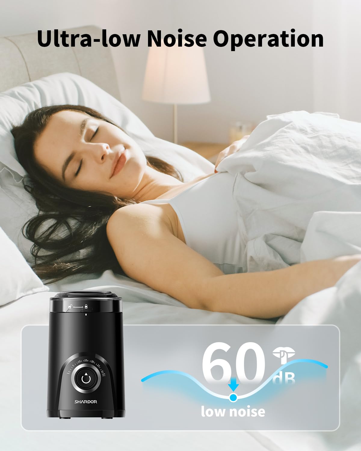 SHARDOR Electric Coffee Grinder, 70g Large Capacity Spice Grinder with Visual Timing Knob for Precise Grind, Quiet Coffee Bean Grinder for Espresso, French Press, Herbs and Grains, Black
