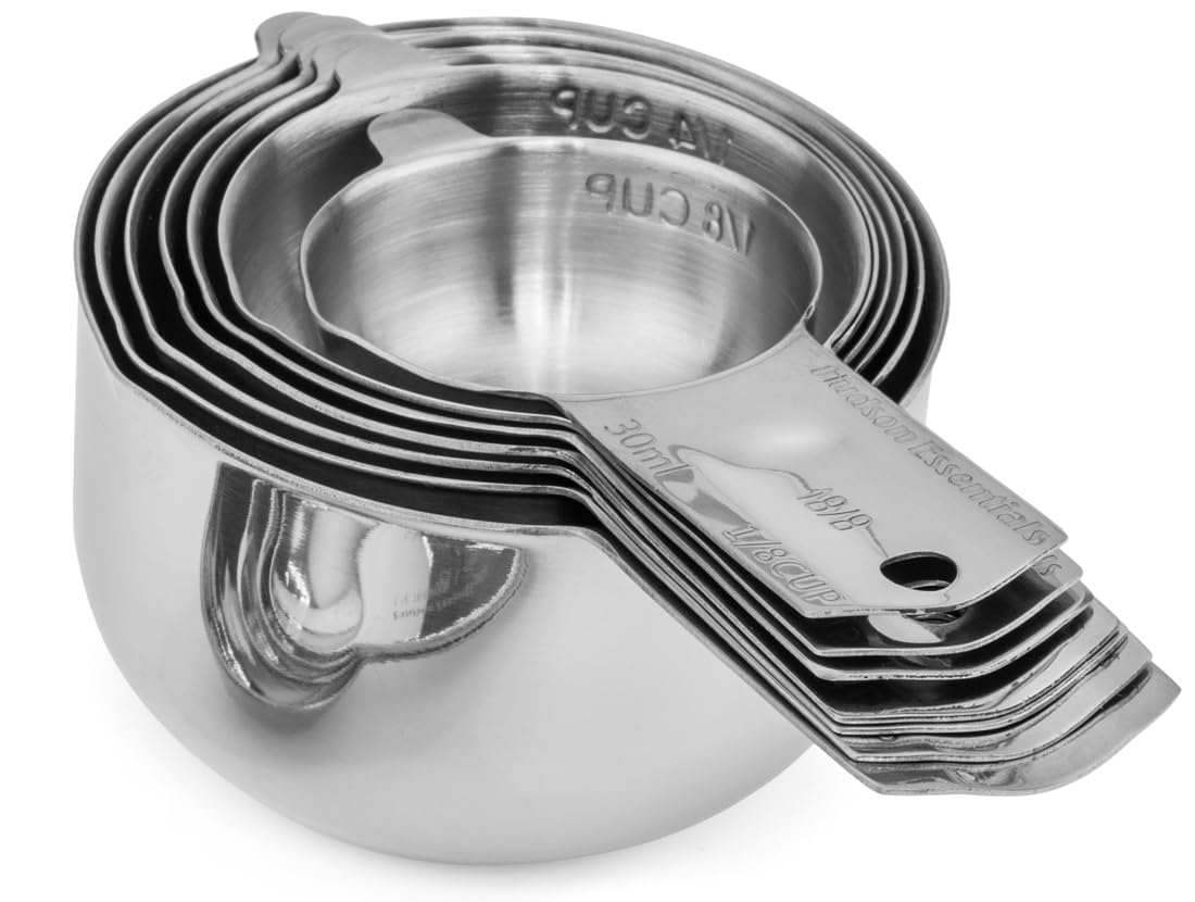 Hudson Essentials Stainless Steel Measuring Cups Set - (9 Piece Set) - Stackable Set with Spout - Includes 2 Cup and 1.5 Cup