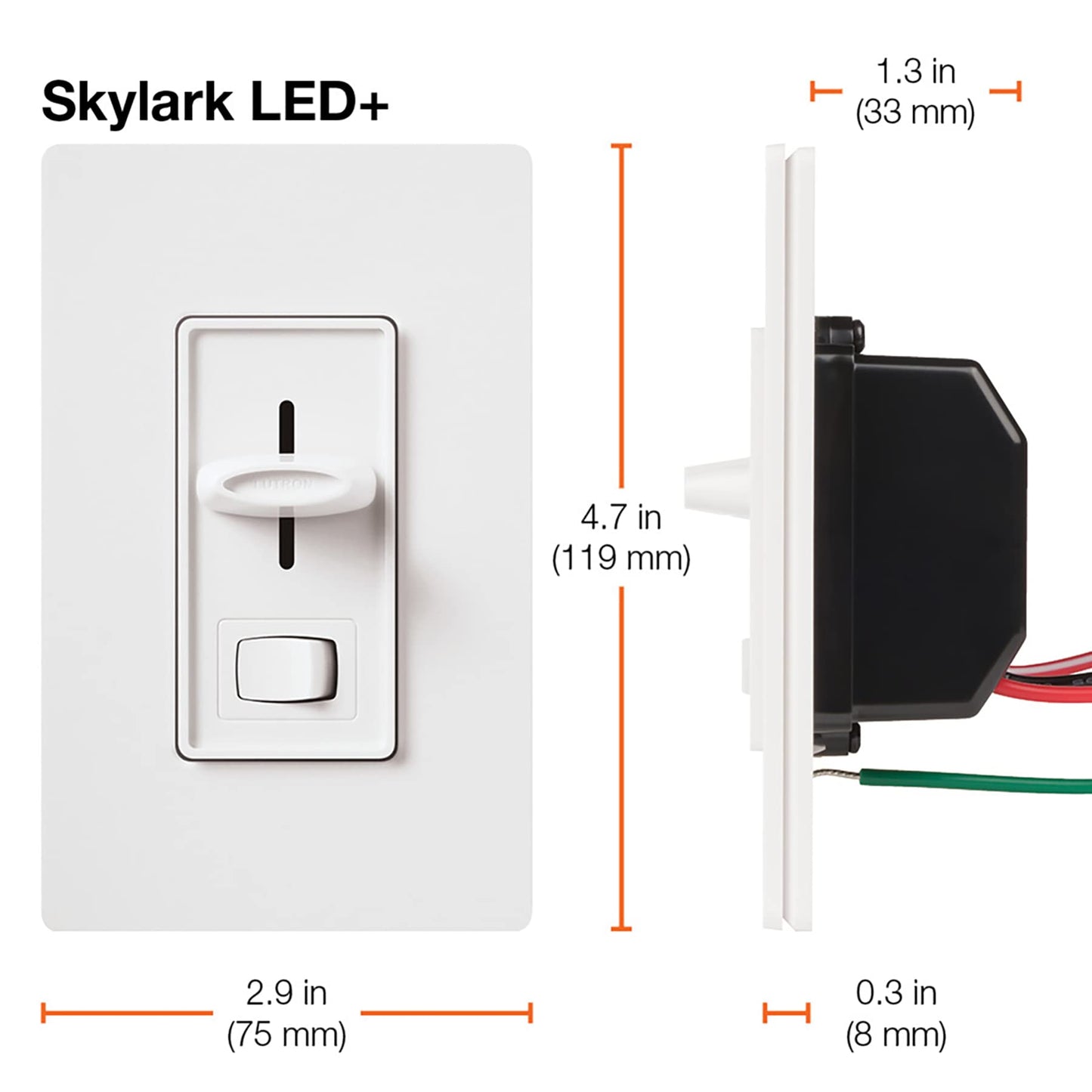 Lutron Skylark LED+ Dimmer Switch for Dimmable LED, Lutron Dimmer Switch For Halogen and Incandescent Bulbs, 150W/Single-Pole or 3-Way, SCL-153P-WH, White