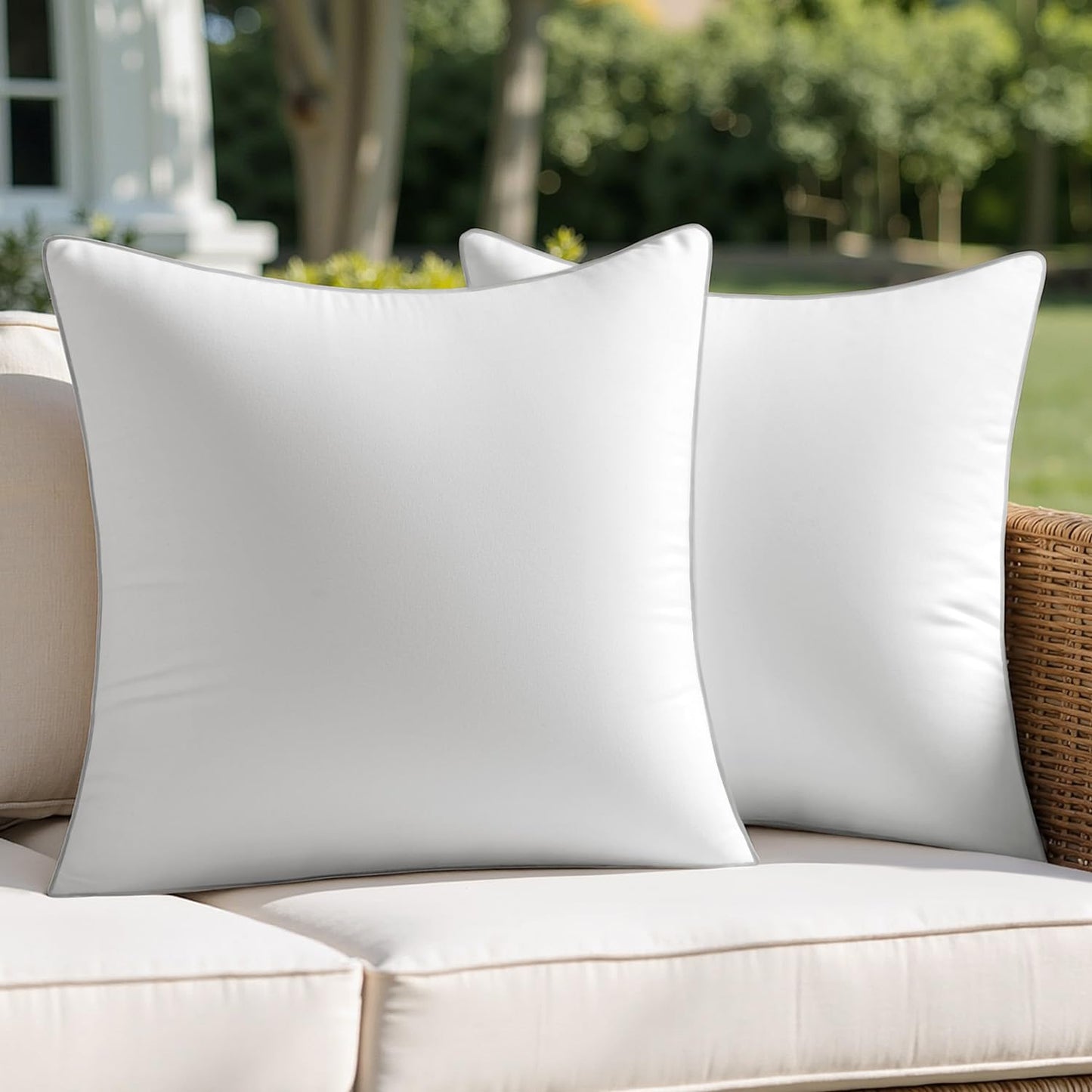 MIULEE Pack of 2 20x20 Outdoor Pillow Inserts, Waterproof Decorative Square Throw Pillow Inserts for Patio Sofa Garden Porch Couch