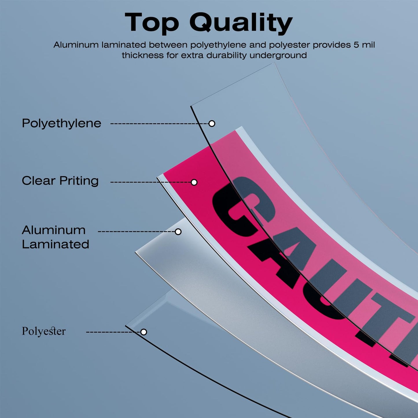 1000 Feet Caution Buried Electric Line Below Red/Black Print Safety Tape with Above-Ground Caution Tag, 2 Inch x Foot 5 Mil, Detectable 2-Inch