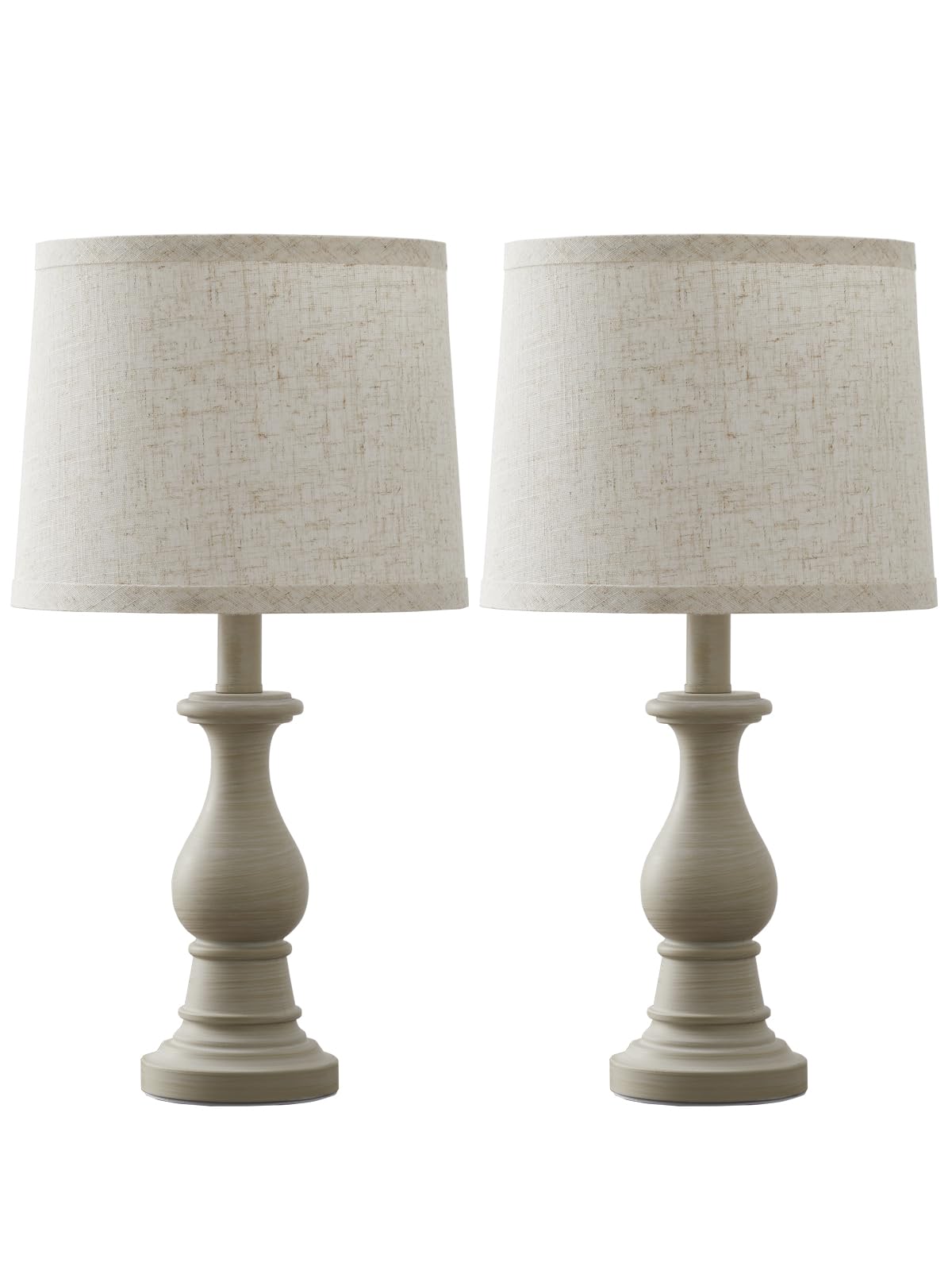 Hikczc Vintage Table Lamp for Living Room Bedroom, 18.5" Farmhouse Bedside Lamps Nightstand Lamp Set of 2, Table Lamps with Oatmeal Linen Lamp Shades, 2 LED Bulbs Included